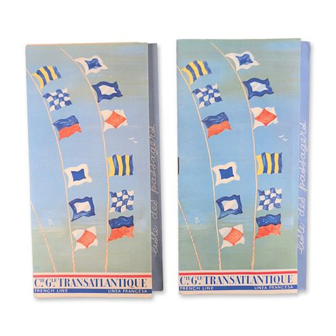 2pc Compagnie Generale Transatlantique French Line Passenger Lists