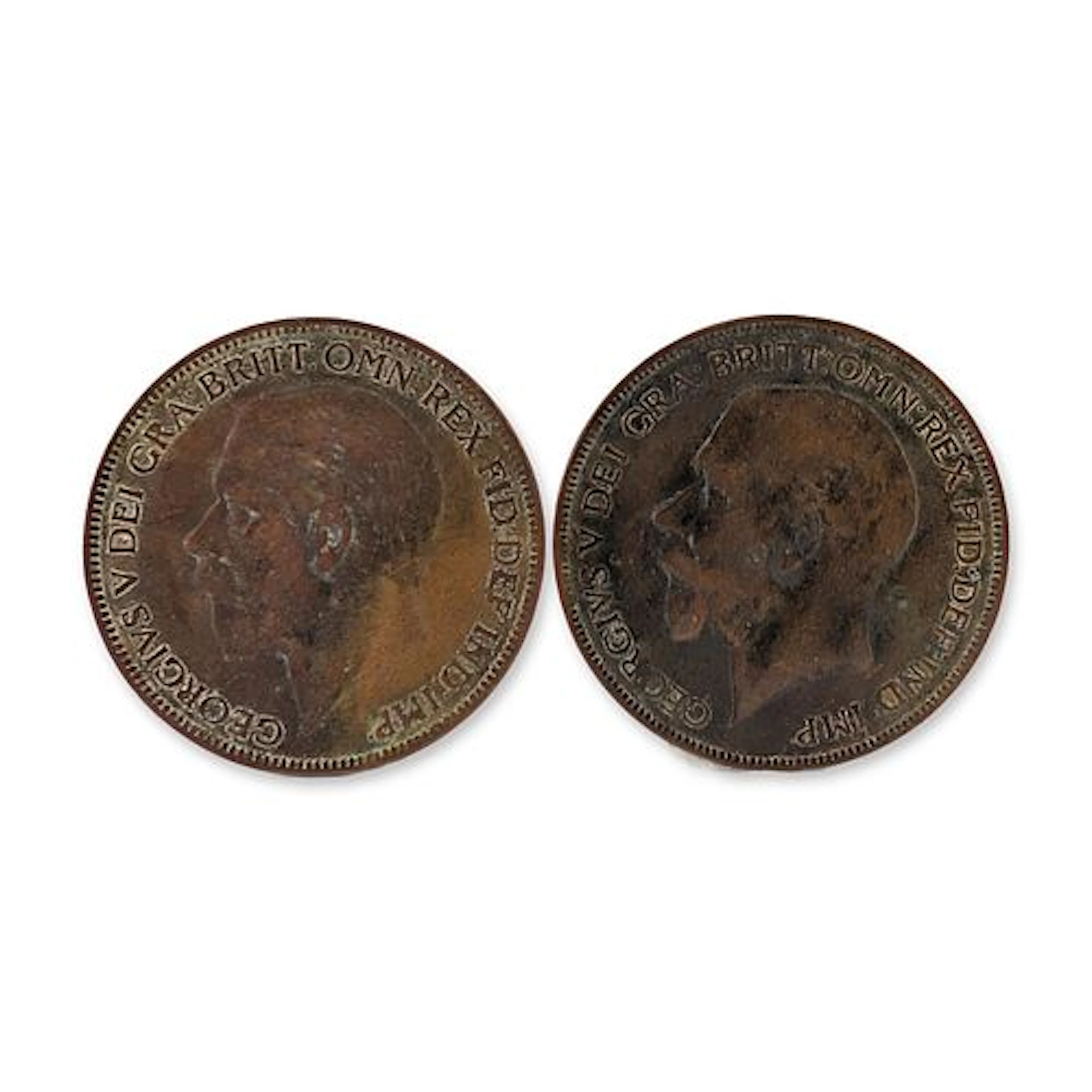 2pc 1926, 1927 Great Britain Bronze Large Penny