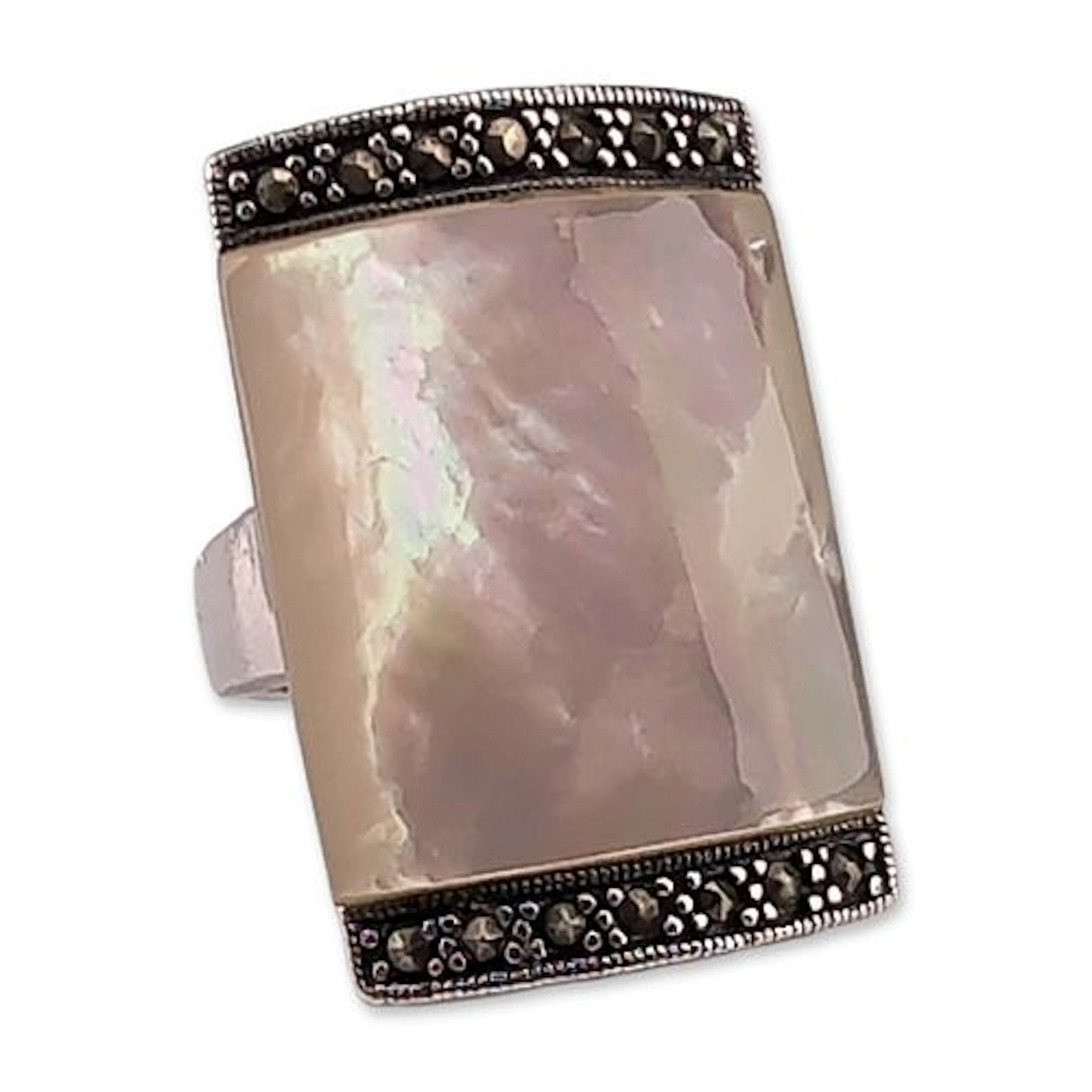 Sterling Silver Mother of Pearl Marcasite Ring