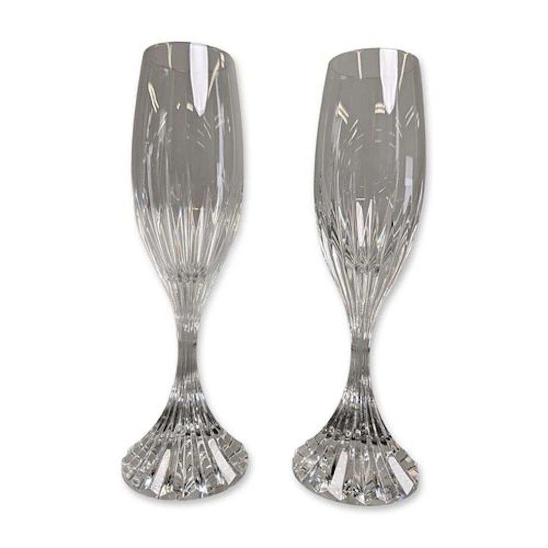 Pair of Baccarat Massena Crystal Champagne Flutes