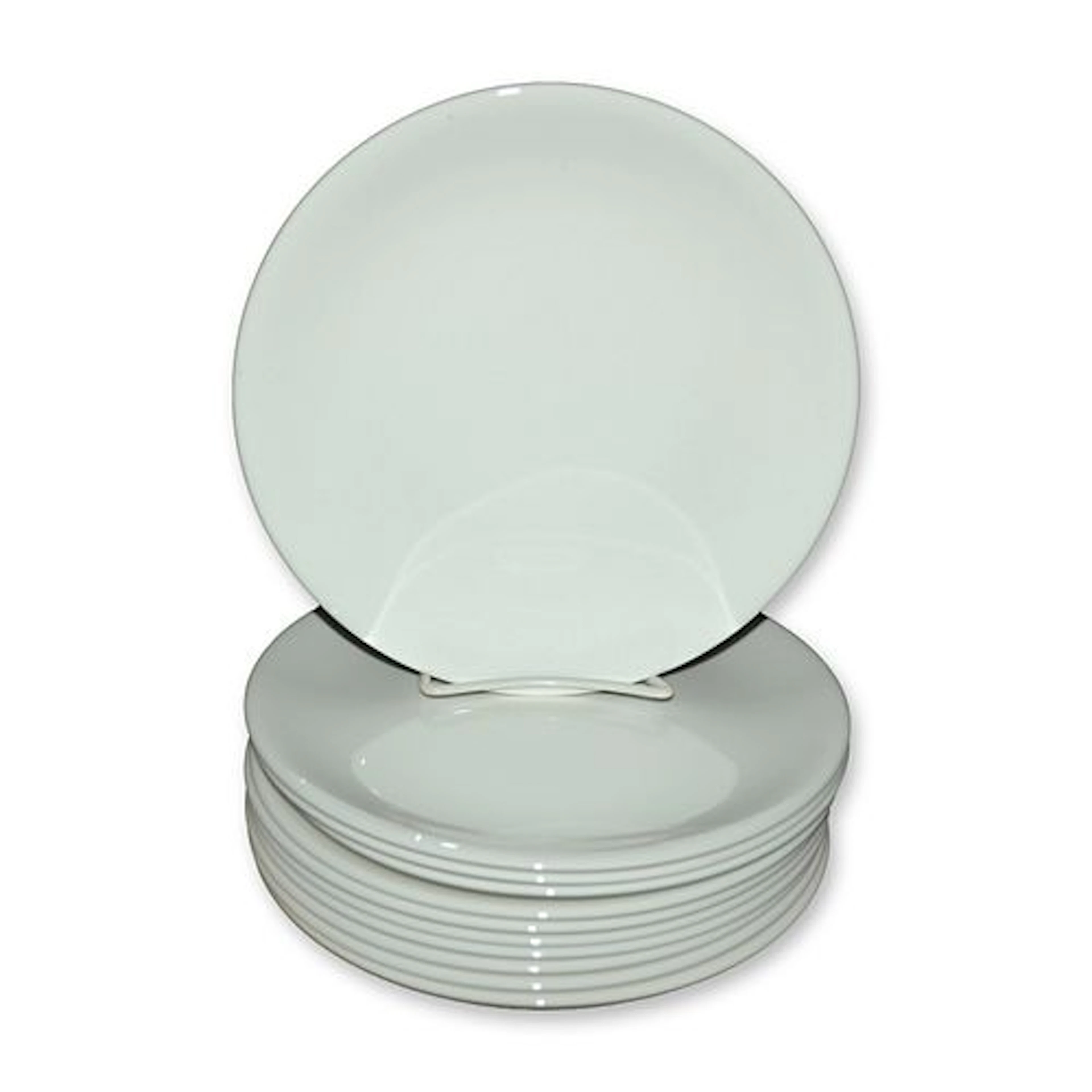 12Pc English Fine Bone China Milk White Dinner Plates, 2005
