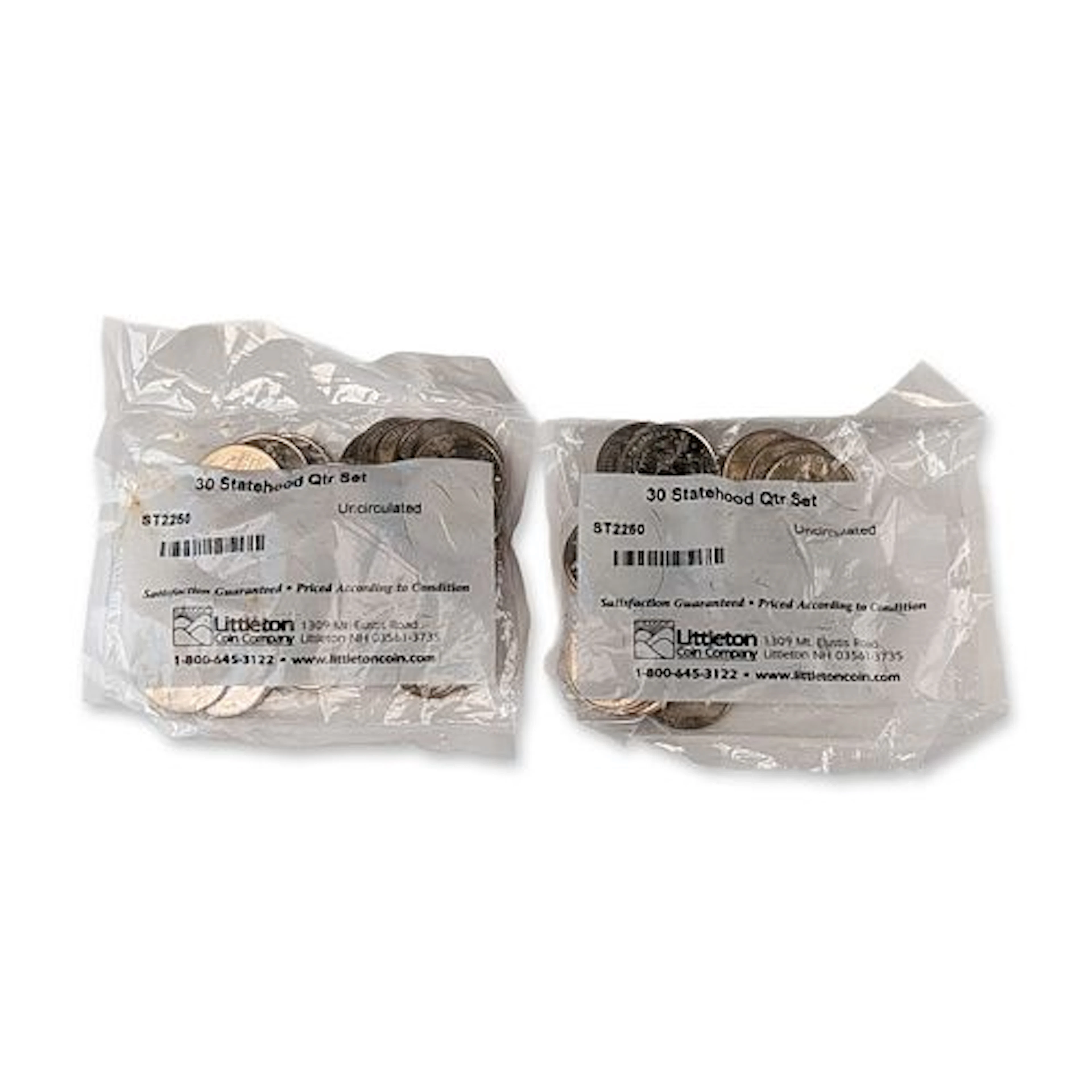 2 Bags of Littleton Coin Company US Statehood Quarters Thirty Coins