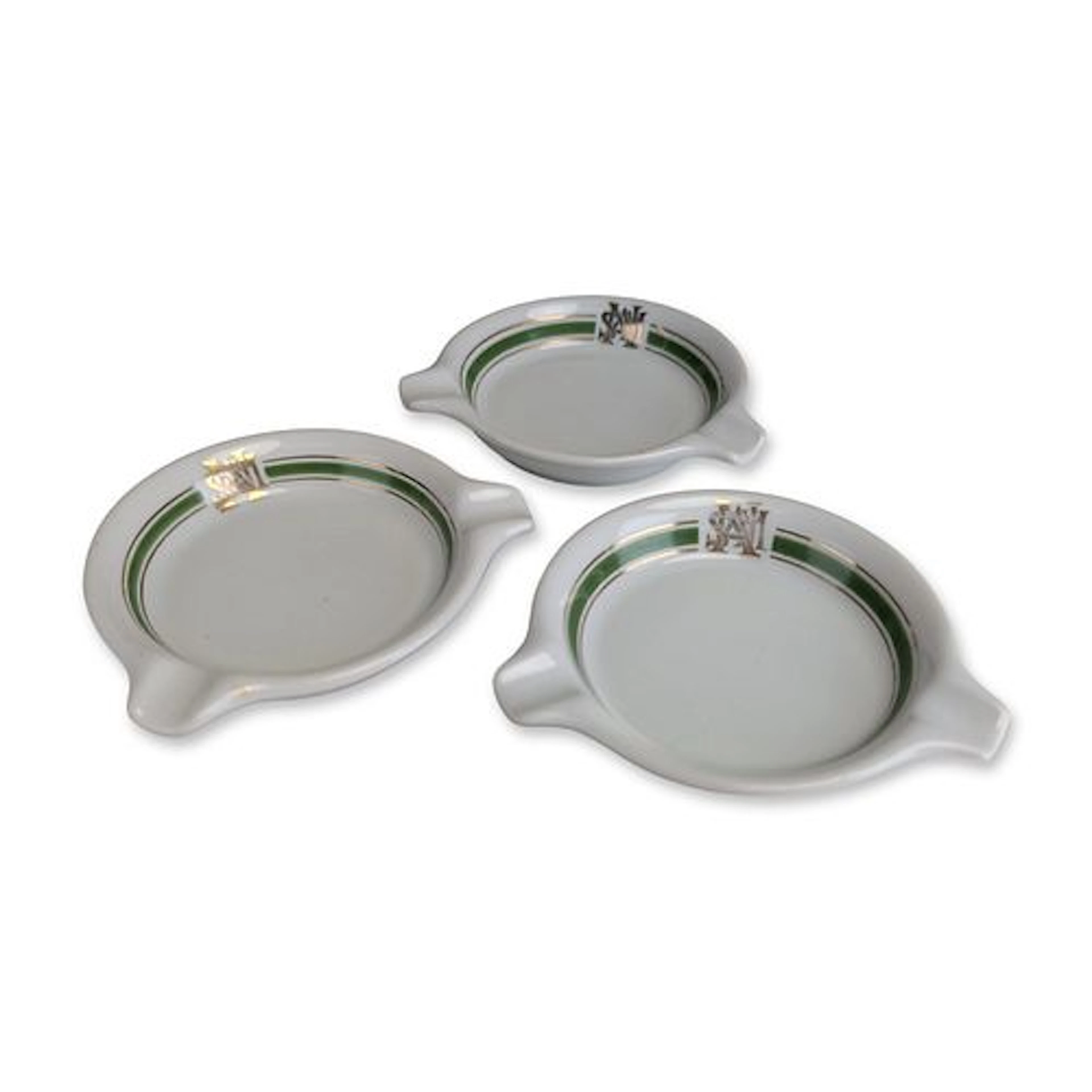 3pc NASM Holland America Line Porcelain Individual Ashtrays
