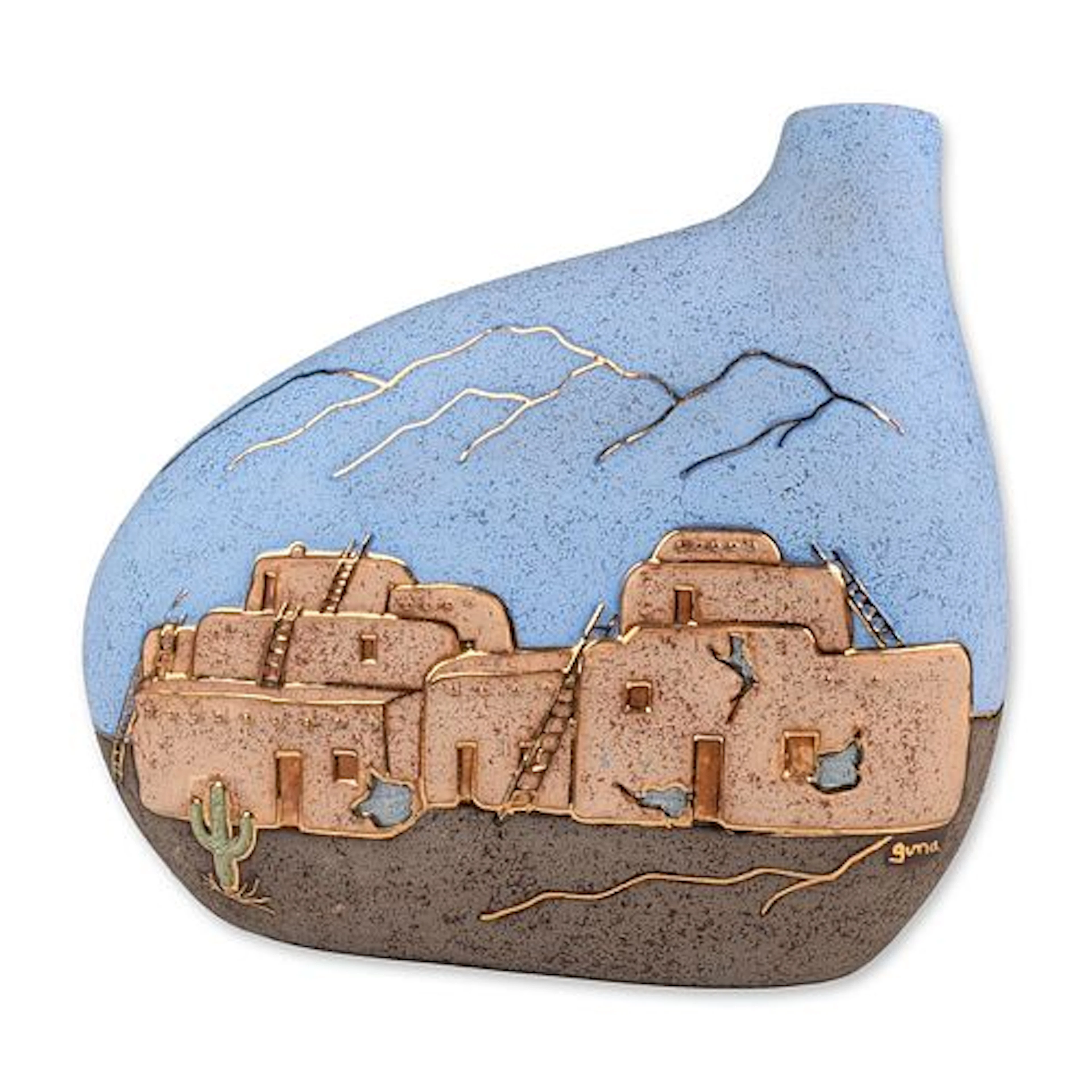 Gina Arrighetti Southwestern Art Pottery Pueblo Motif Vase