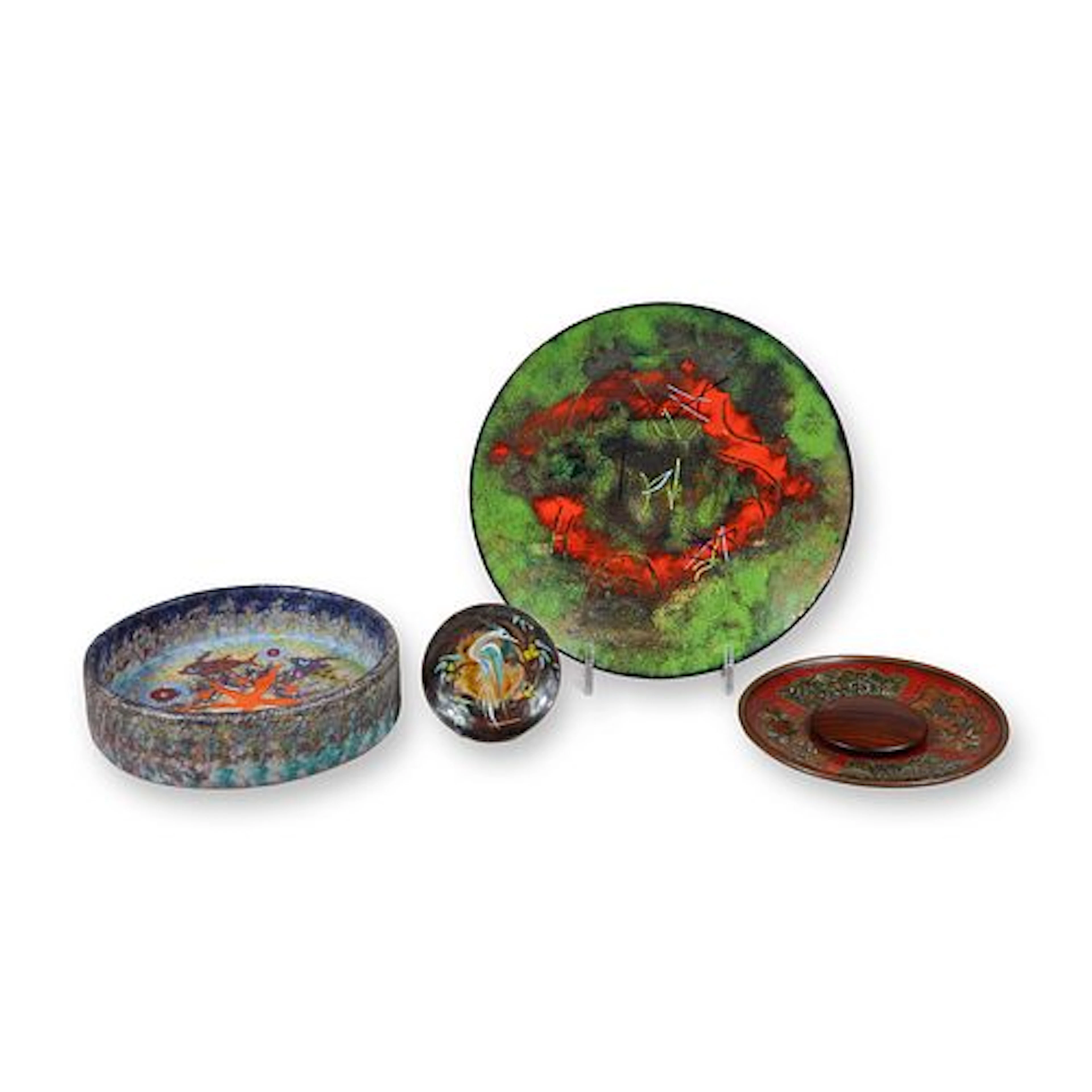 4pc Collection of Mid-Century Modern Decorative Enamel on Copper Wares
