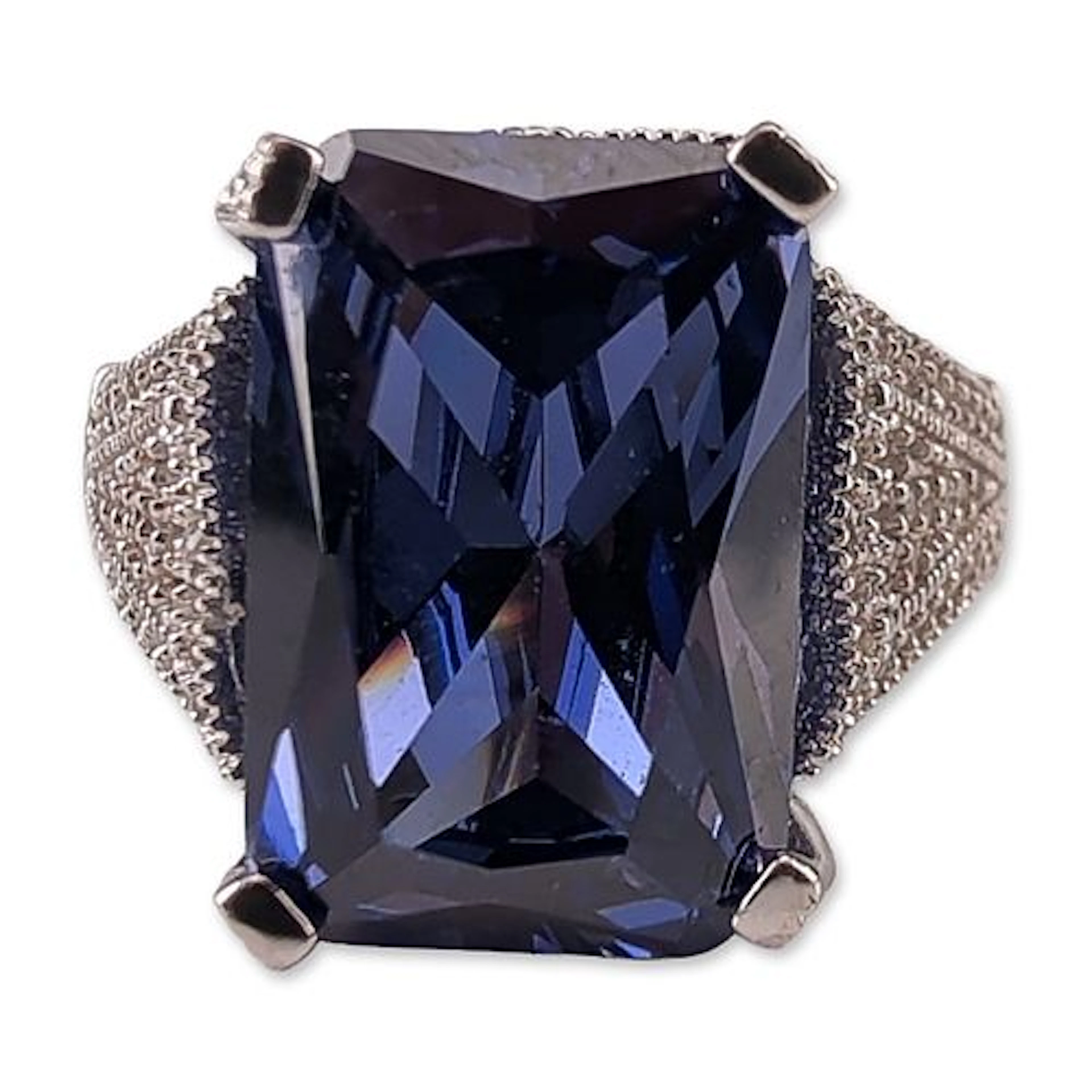Sterling Silver Blue Gemstone Cocktail Ring
