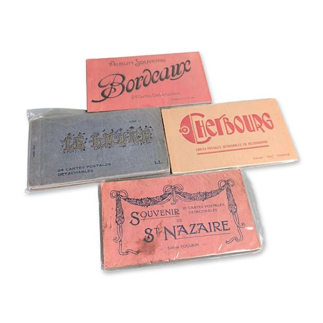 4pc French Port Cities Souvenir Postcard Albums
