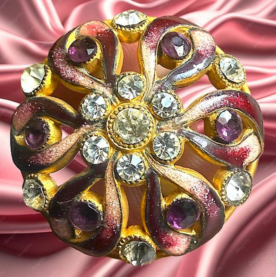 A DIVISION ONE JEWELED GLASS MOUNTED BUTTON