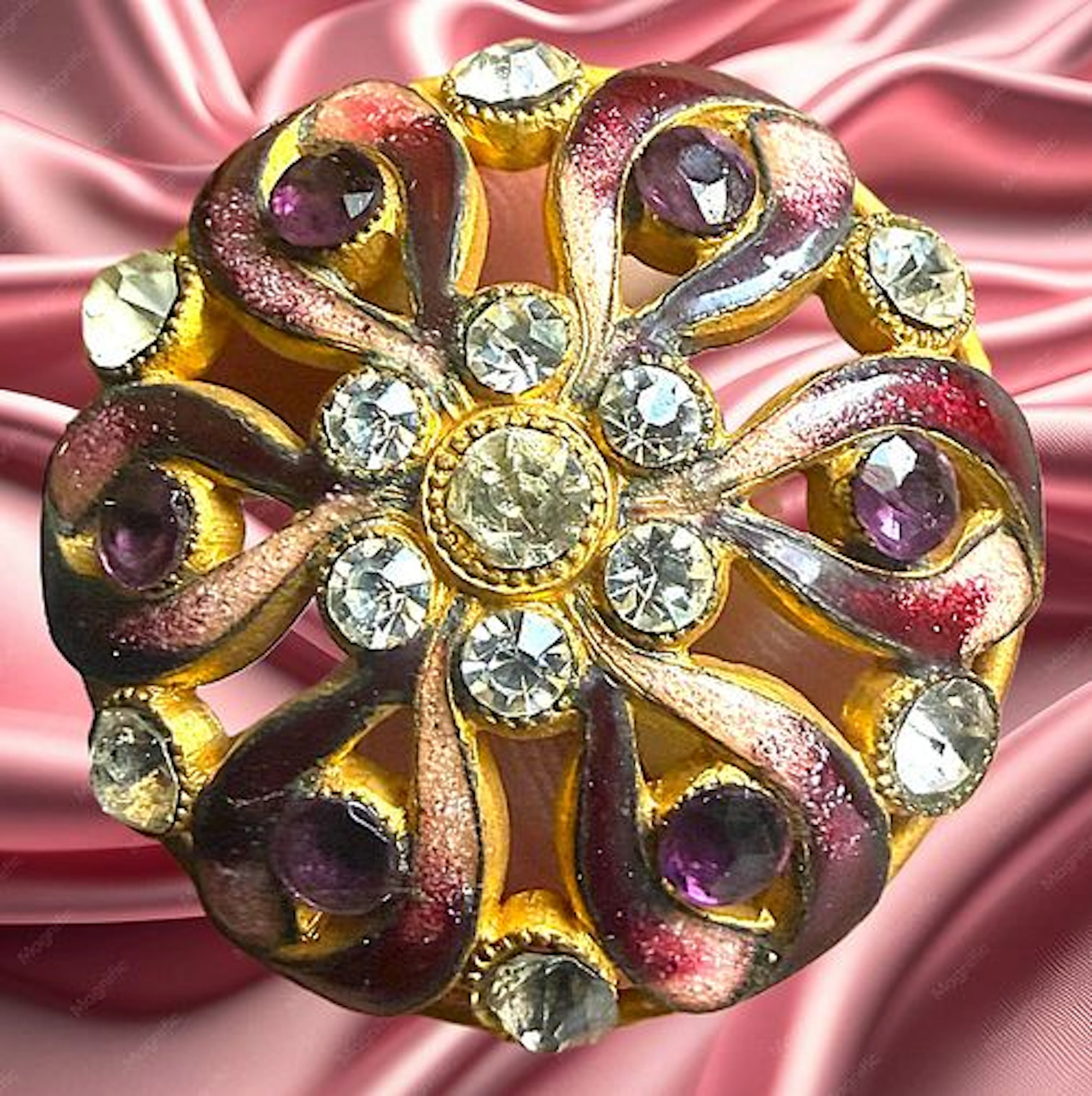 A DIVISION ONE JEWELED GLASS MOUNTED BUTTON