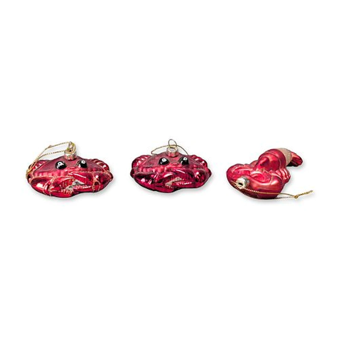 3pc Blown Glass Crab and Lobster Figurines