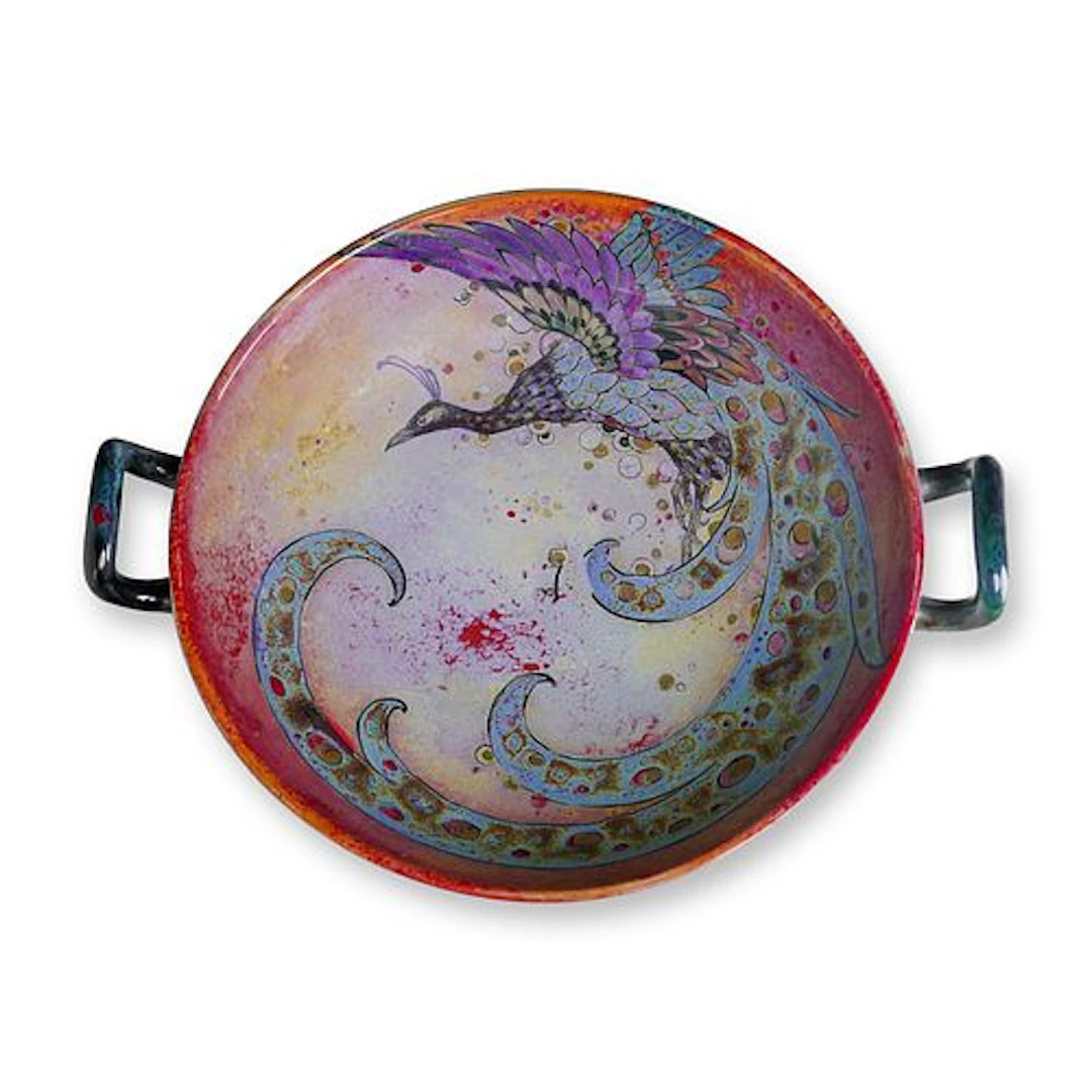 Royal Doulton by Charles Noke Sung Flambe Peacock Bowl