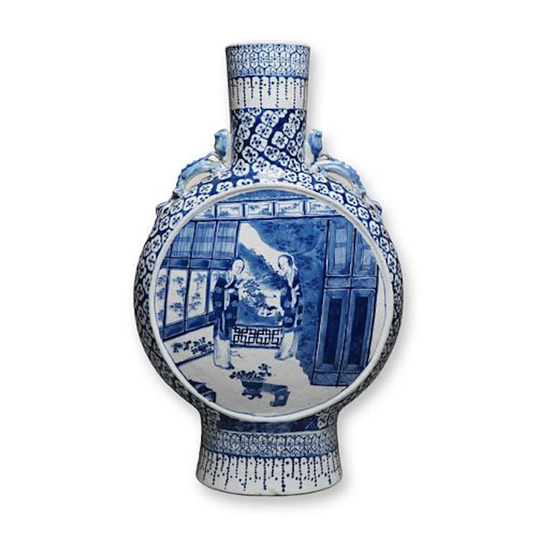 Chinese Blue and White Moon Flask-Shaped Porcelain Vase