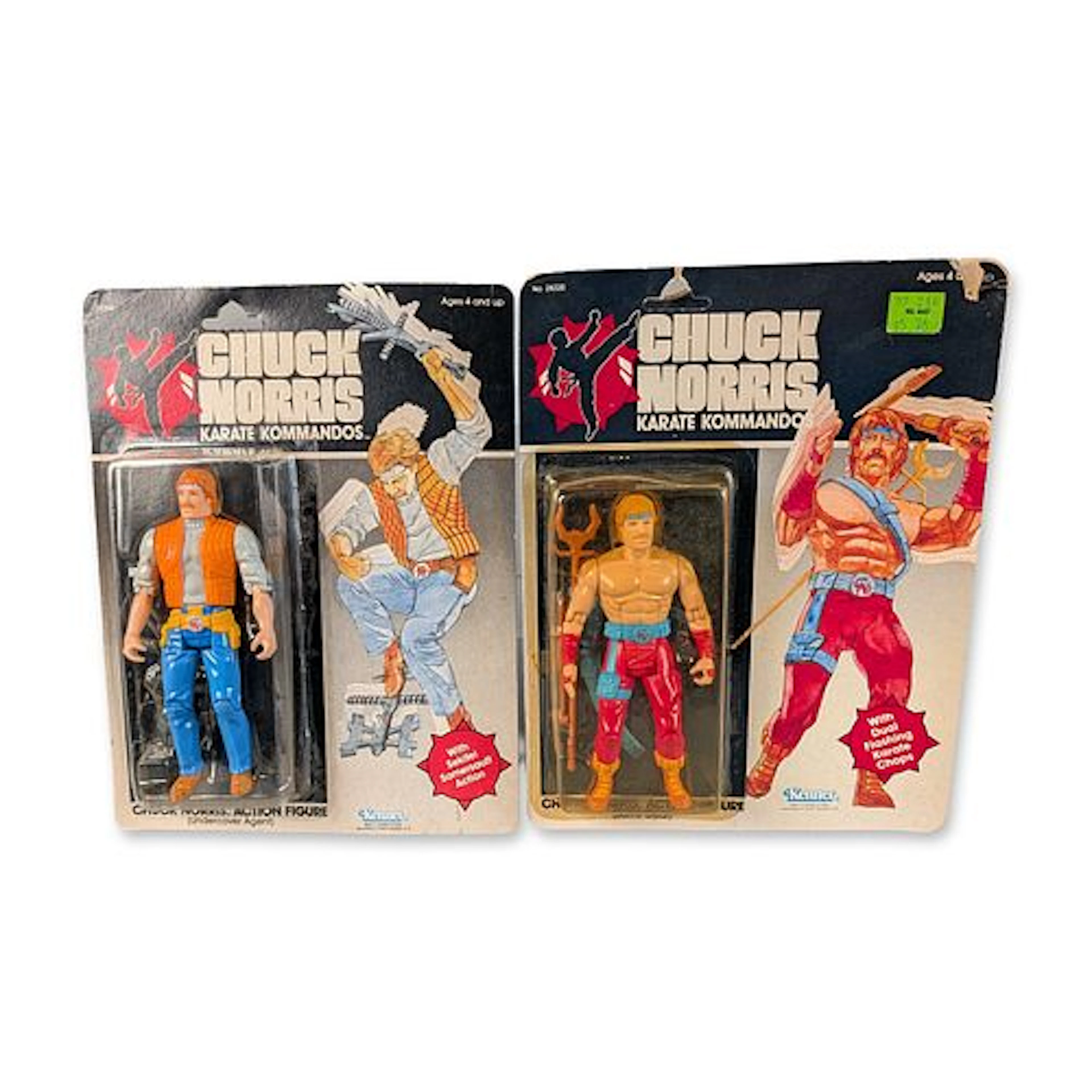 2pc Kenner Chuck Norris Karate Kommandos Carded Action Figurines