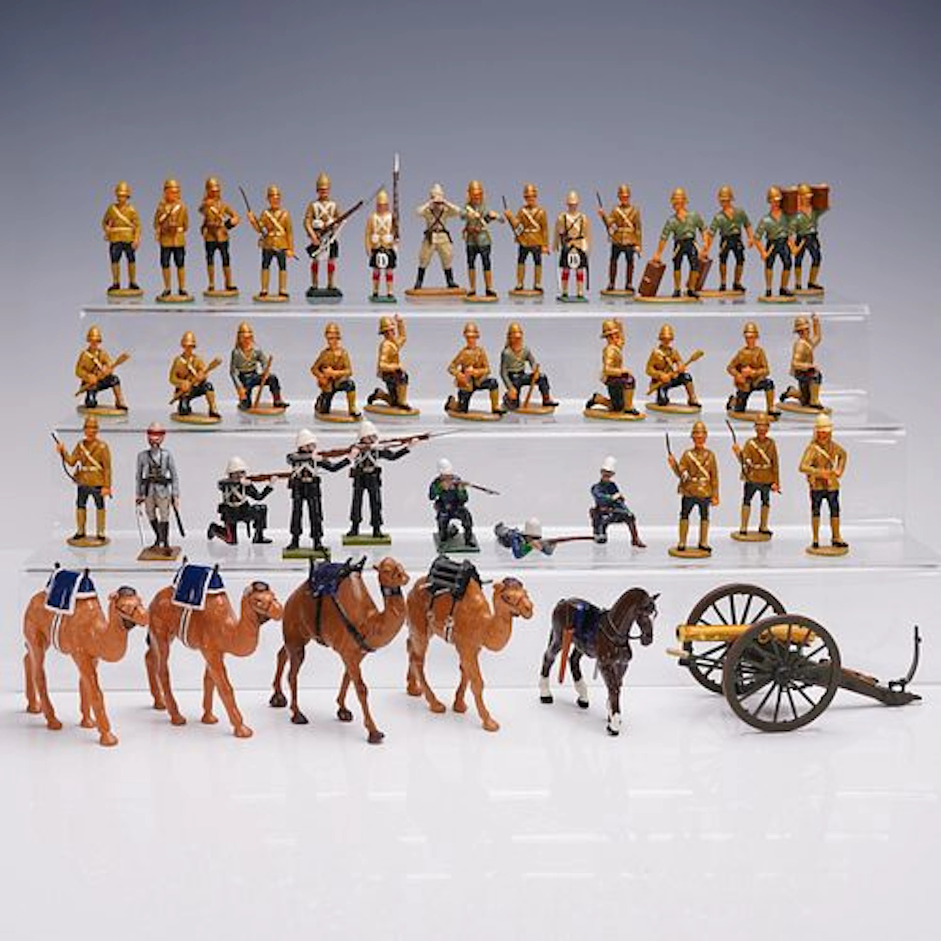 40pc Cast Metal Toy Soldiers Camels & Cannon Lot