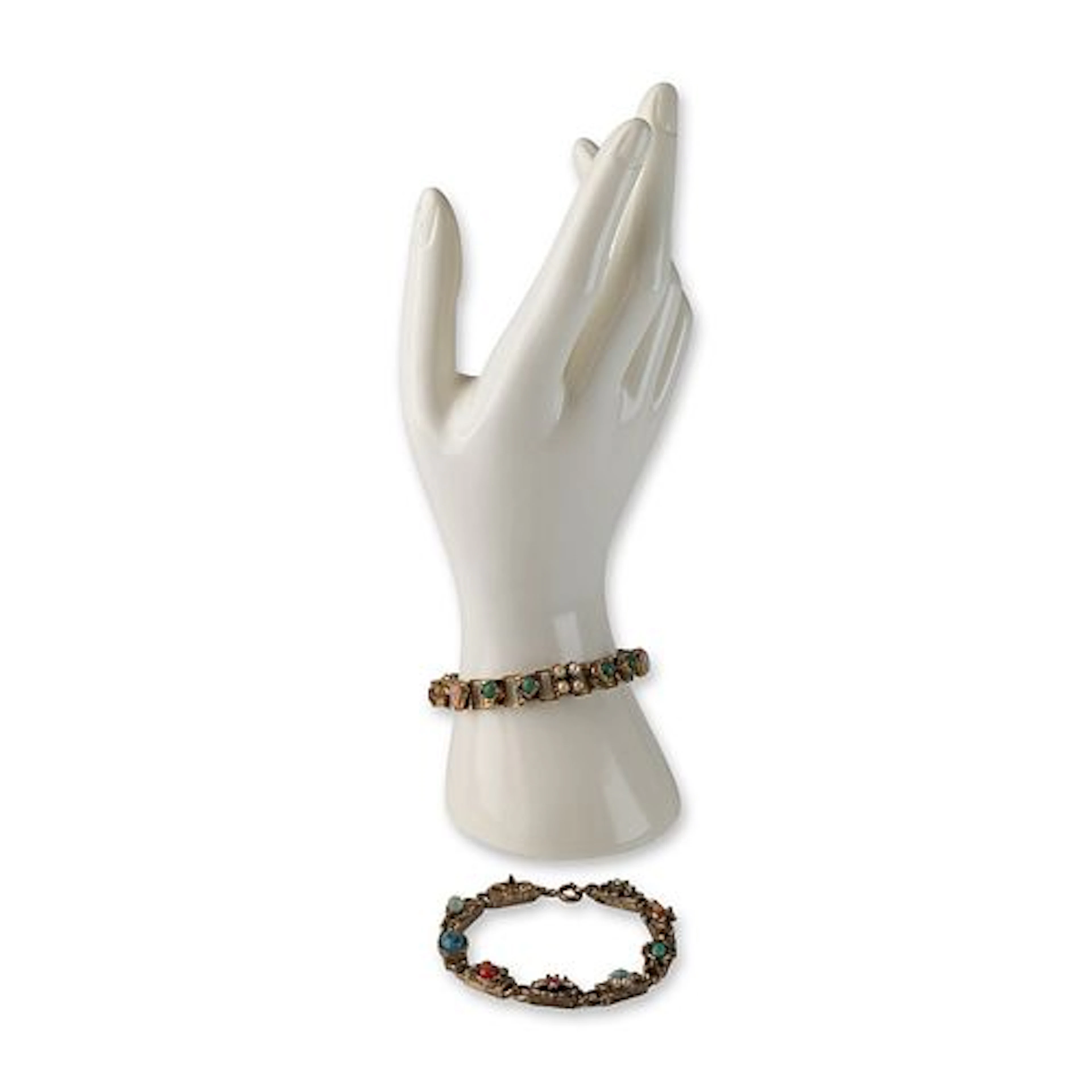 2pc Victorian Revival Gold Tone Multi Stone Link Bracelets