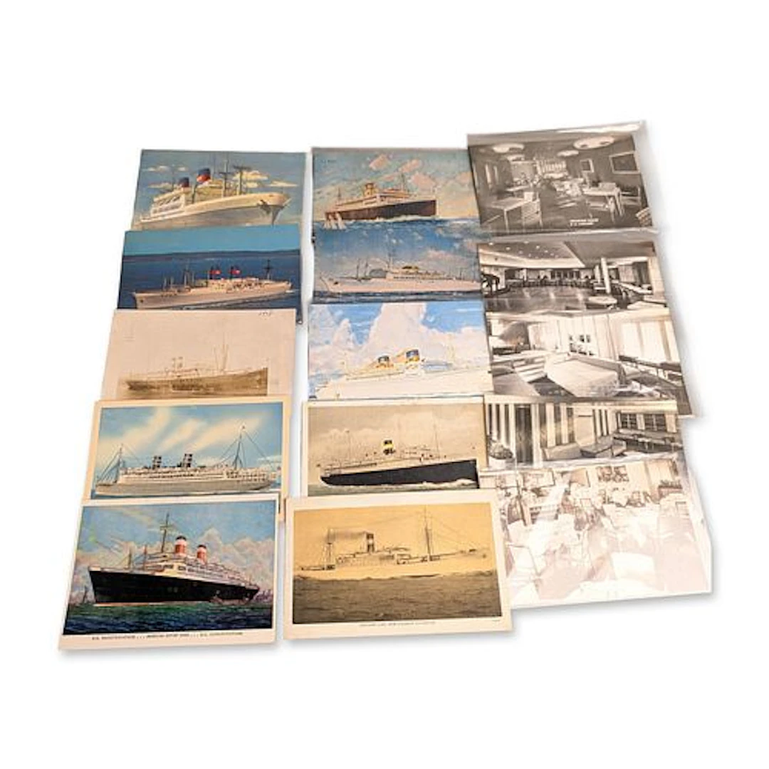 15pc Vintage Ocean Liner and Steamship Postcard Collection