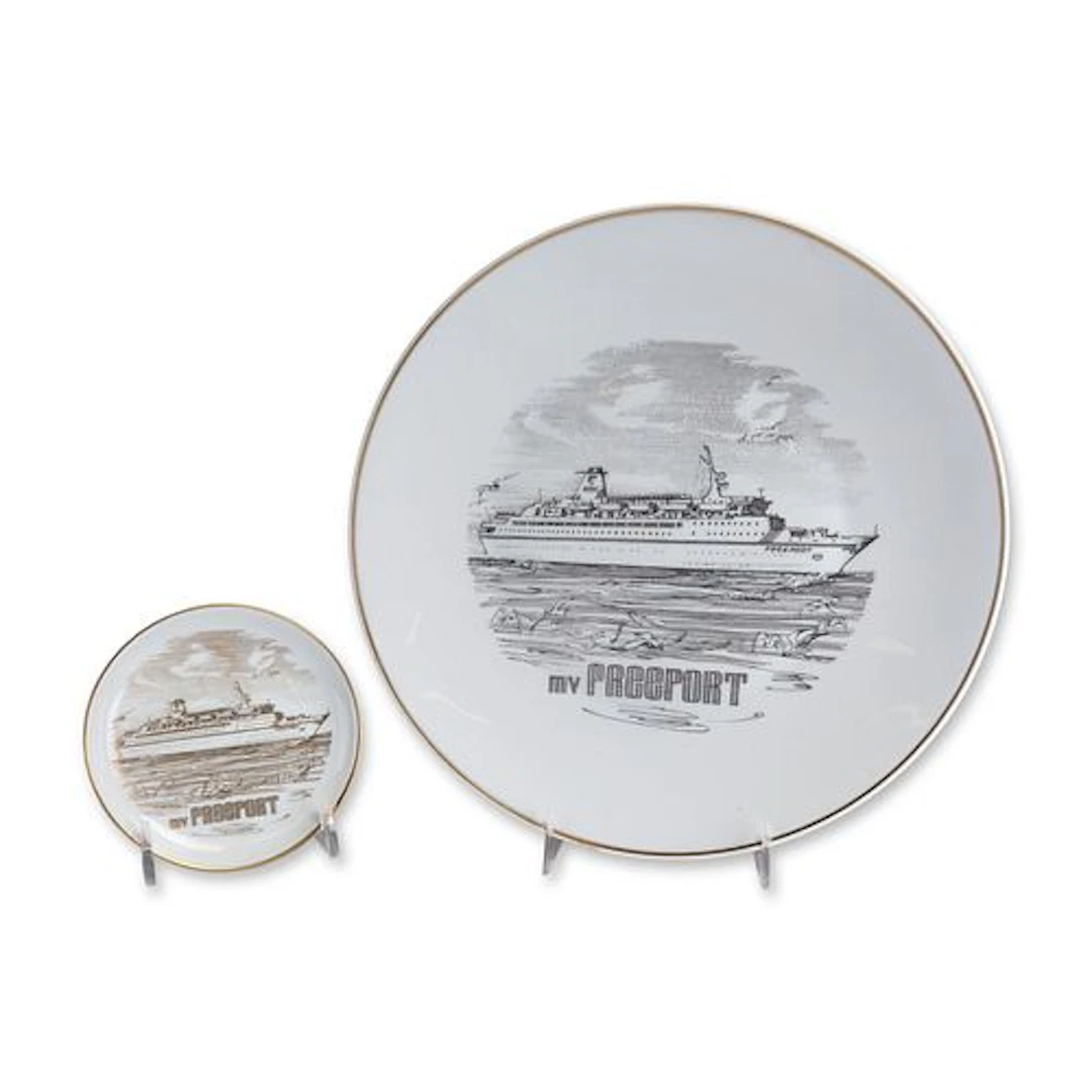 2pc Mv Freeport Cruise Ferry Rosenthal Germany Commemorative Porcelain Plates