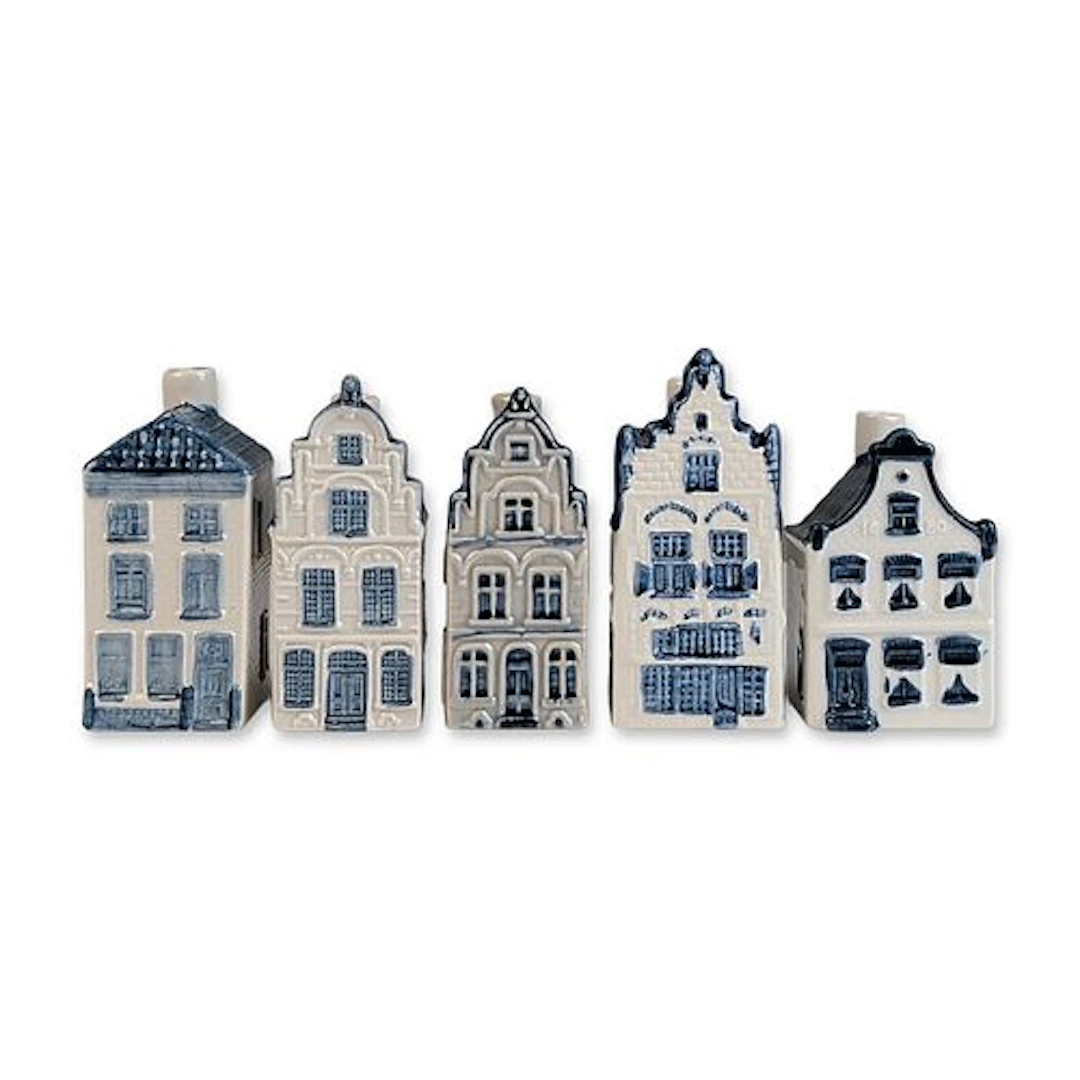 5pc Rynbende Distilleries KLM Porcelain Delft Blue Houses