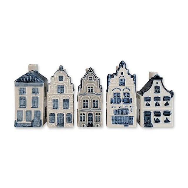 5pc Rynbende Distilleries KLM Porcelain Delft Blue Houses