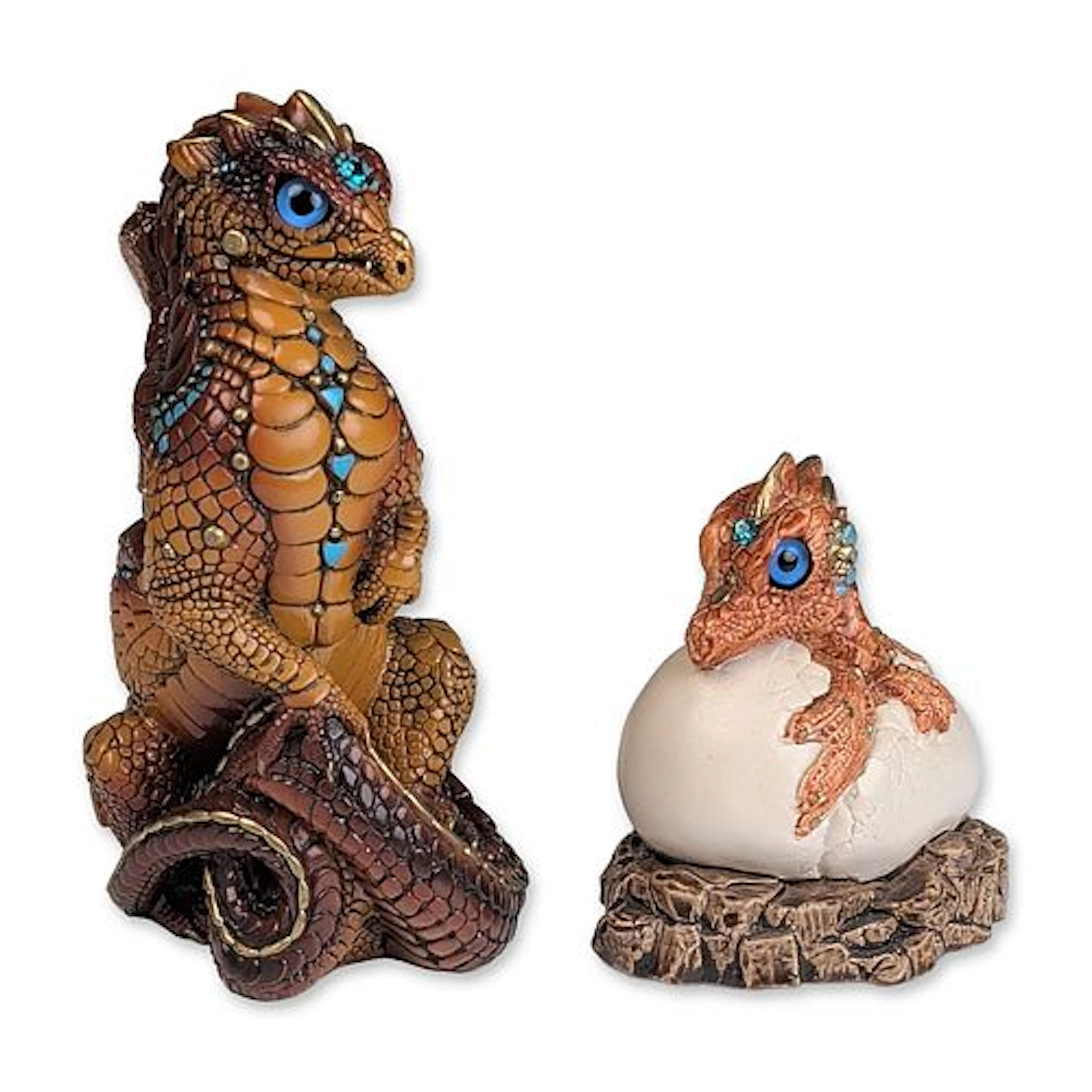 2pc Windstone Editions Pena Copper Patina Dragon Figurine Pair