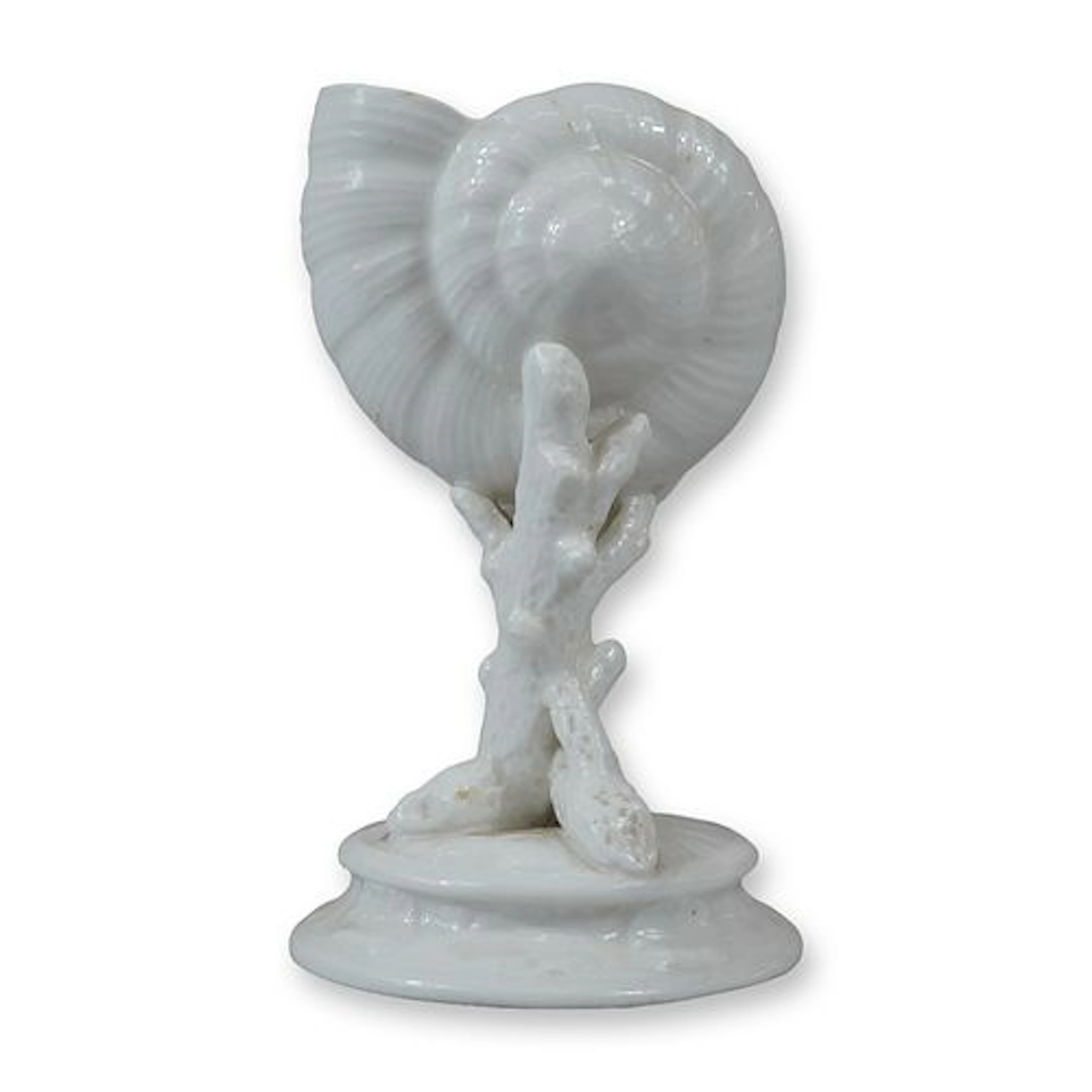 Wedgwood Small White Glazed Ceramic Nautilus Shell and Coral Vase