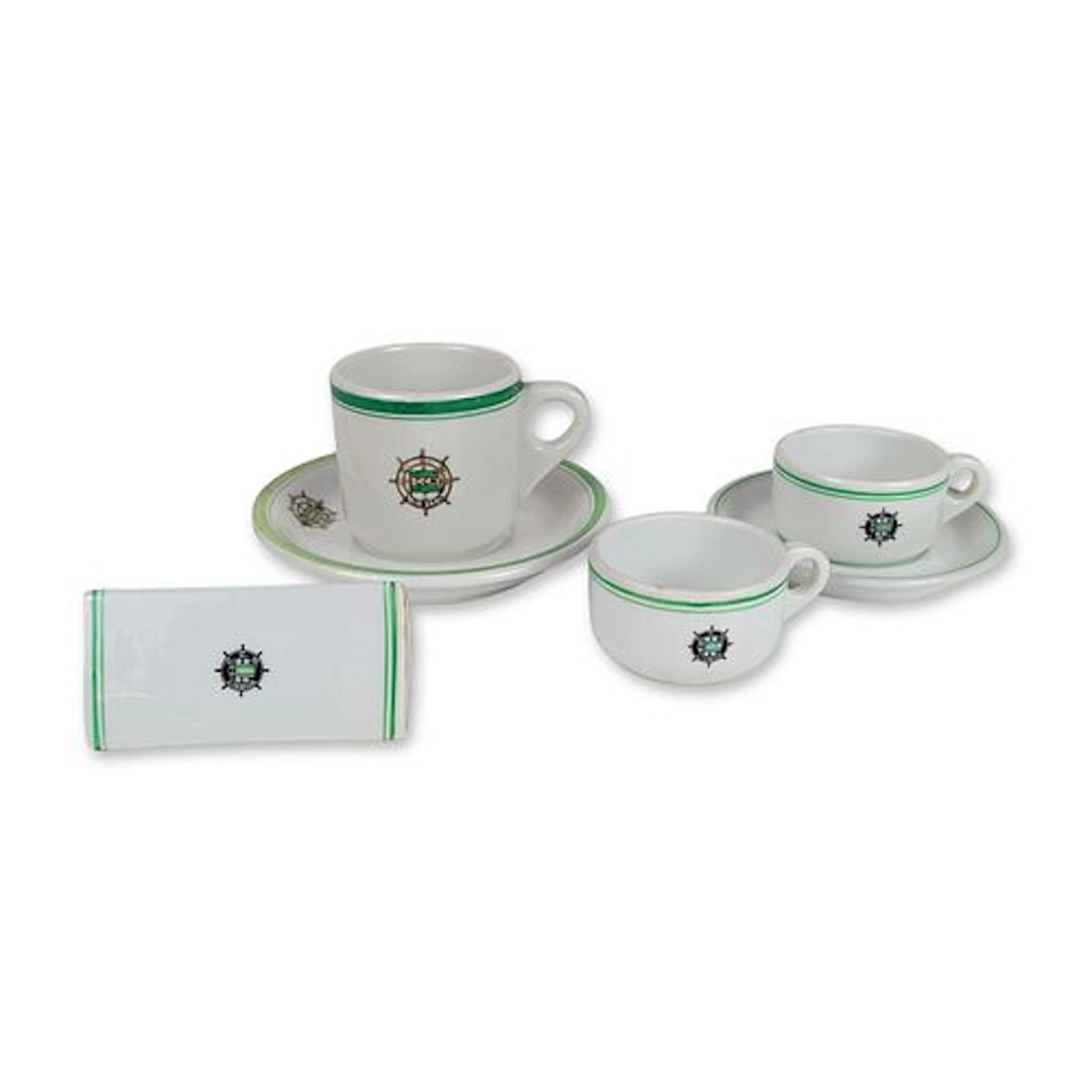6pc CCN Companhia Colonial de Navegacao Maritime Porcelain Tableware Set