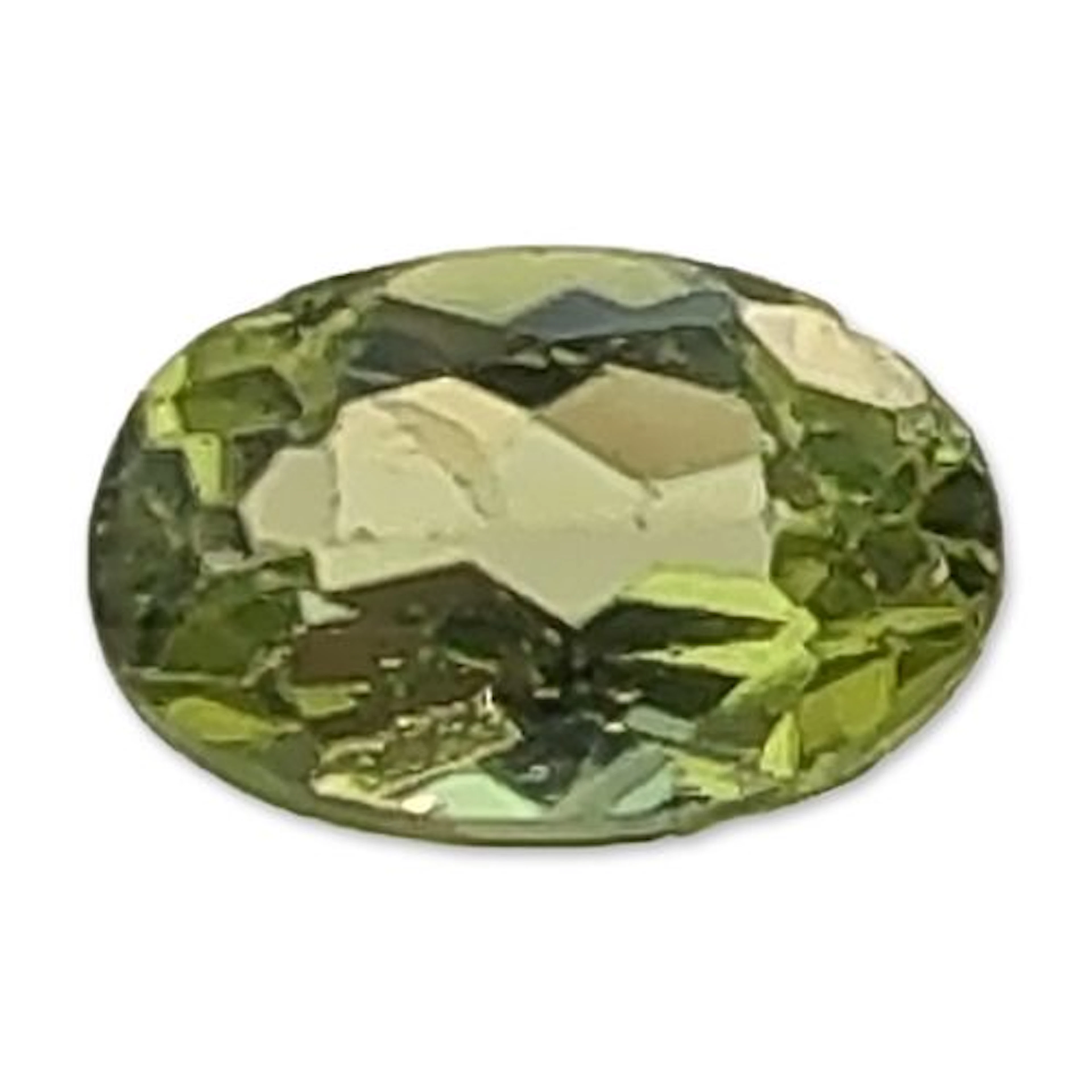 Yellowish Green Oval Cut Faceted Gemstone