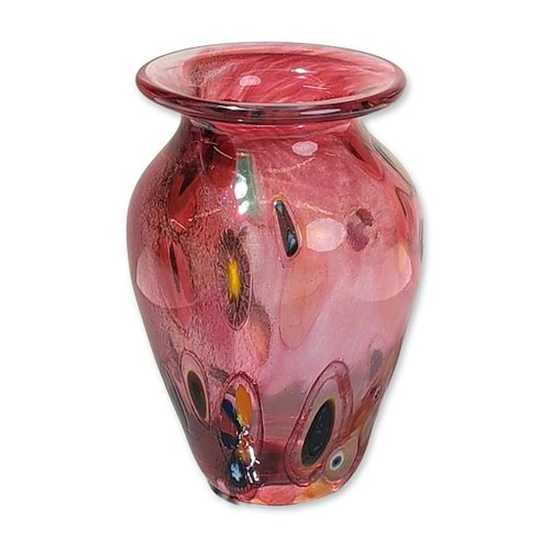 Phoenix Studio Cranberry Murrine Glass Vase