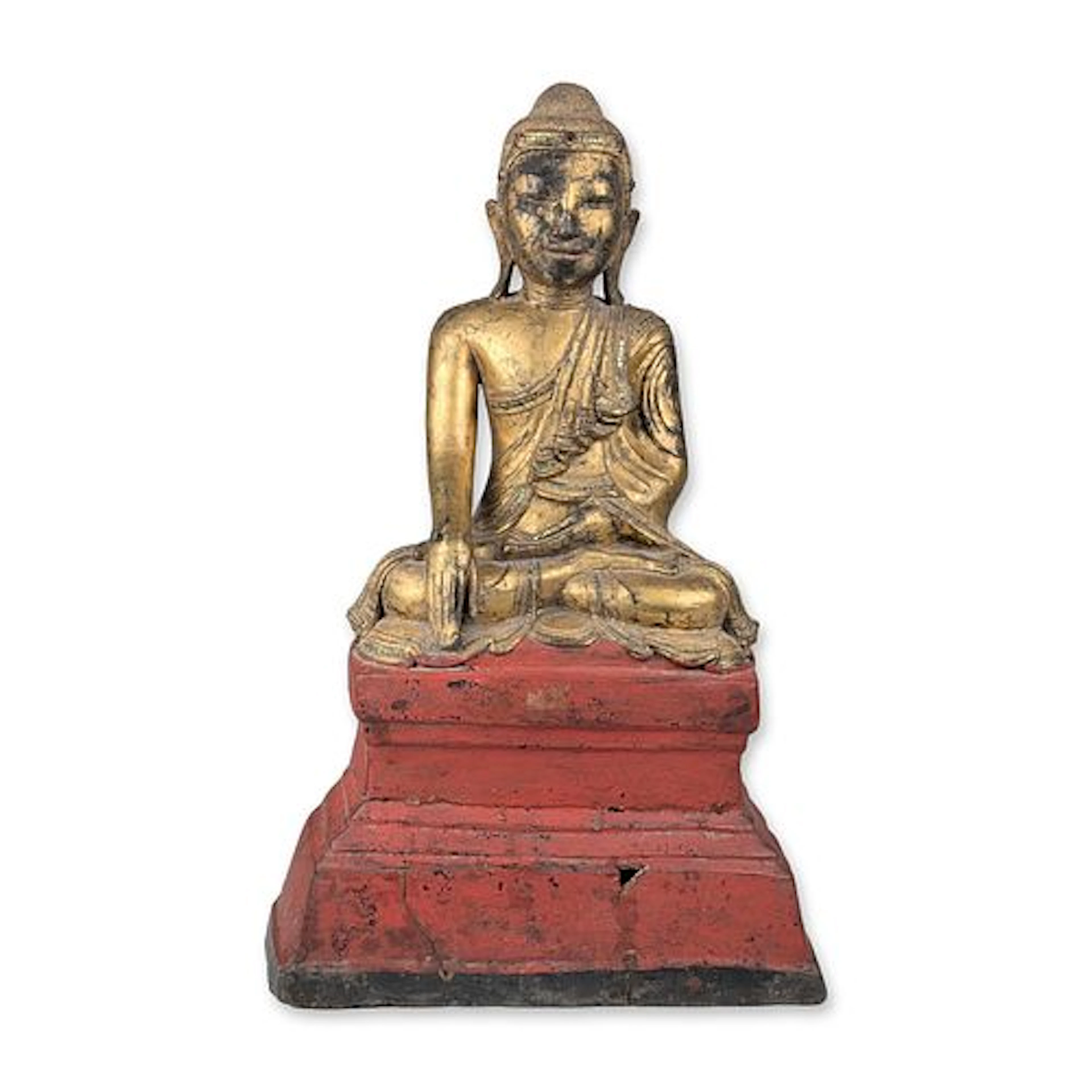 Burmese Shan Style Gilded Wood Buddha Statue