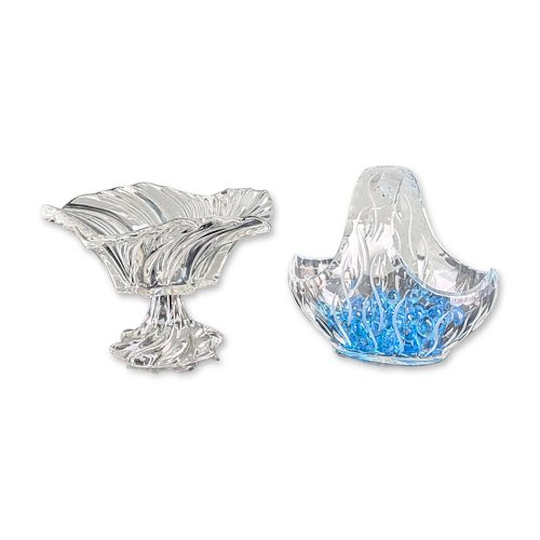 2pc Mikasa Belle Epoque Bowl and Frosted Glass Basket