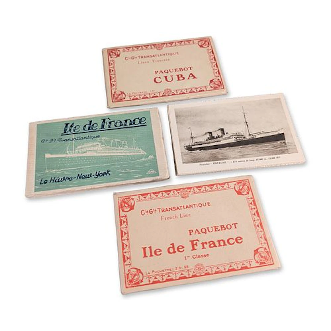 4pc Compagnie Generale Transatlantique French Line Maritime Postcard Booklets