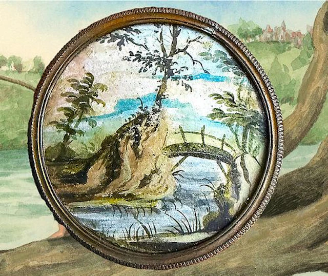 A DIVISION ONE HAND PAINTING UNDER GLASS BUTTON