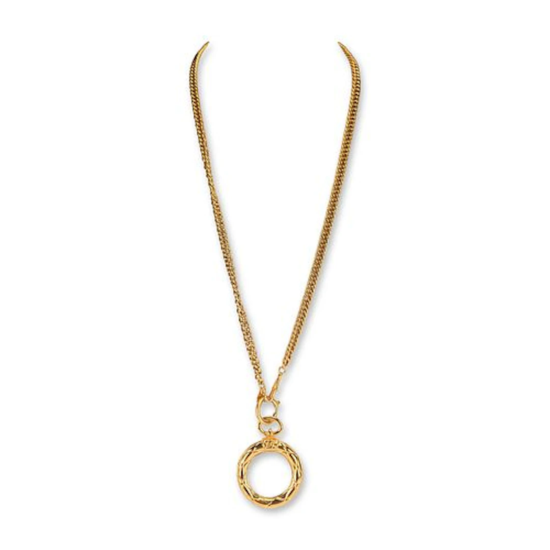 Chanel Vintage Quilted Magnifying Glass Loupe Necklace