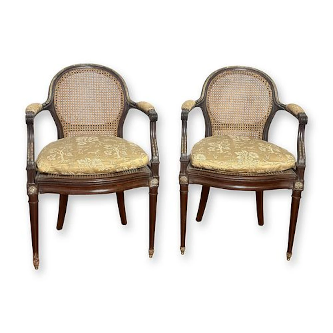 Pair of French XIX Century Ormolu Mounted Armchairs