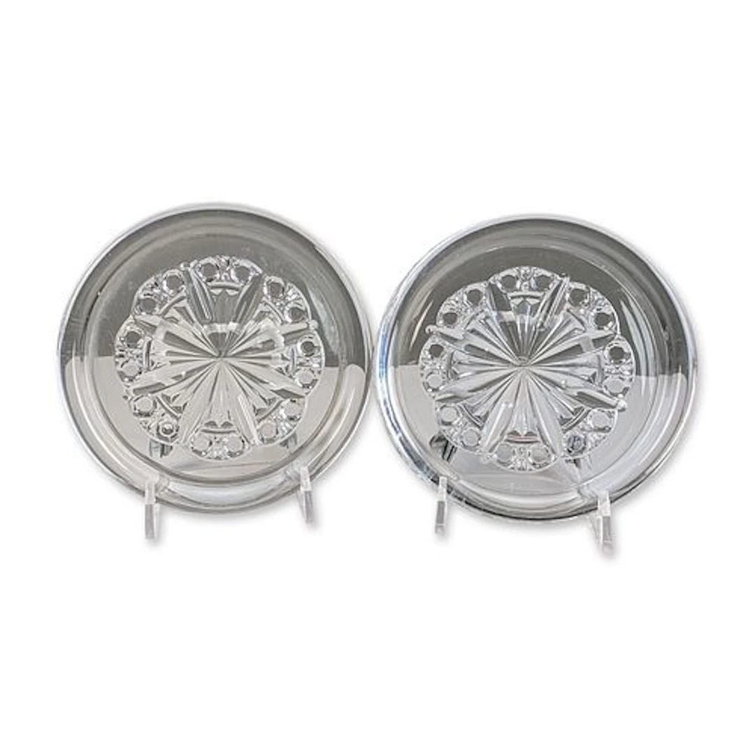 Pair of Baccarat Rosace Crystal Wine Coasters