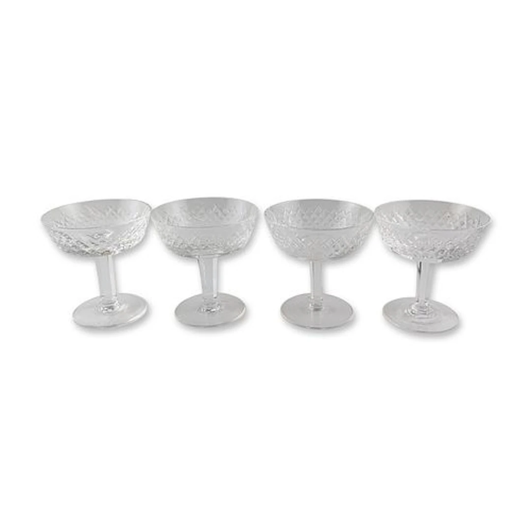 4pc Waterford Crystal Alana Pattern Champagne Coupes