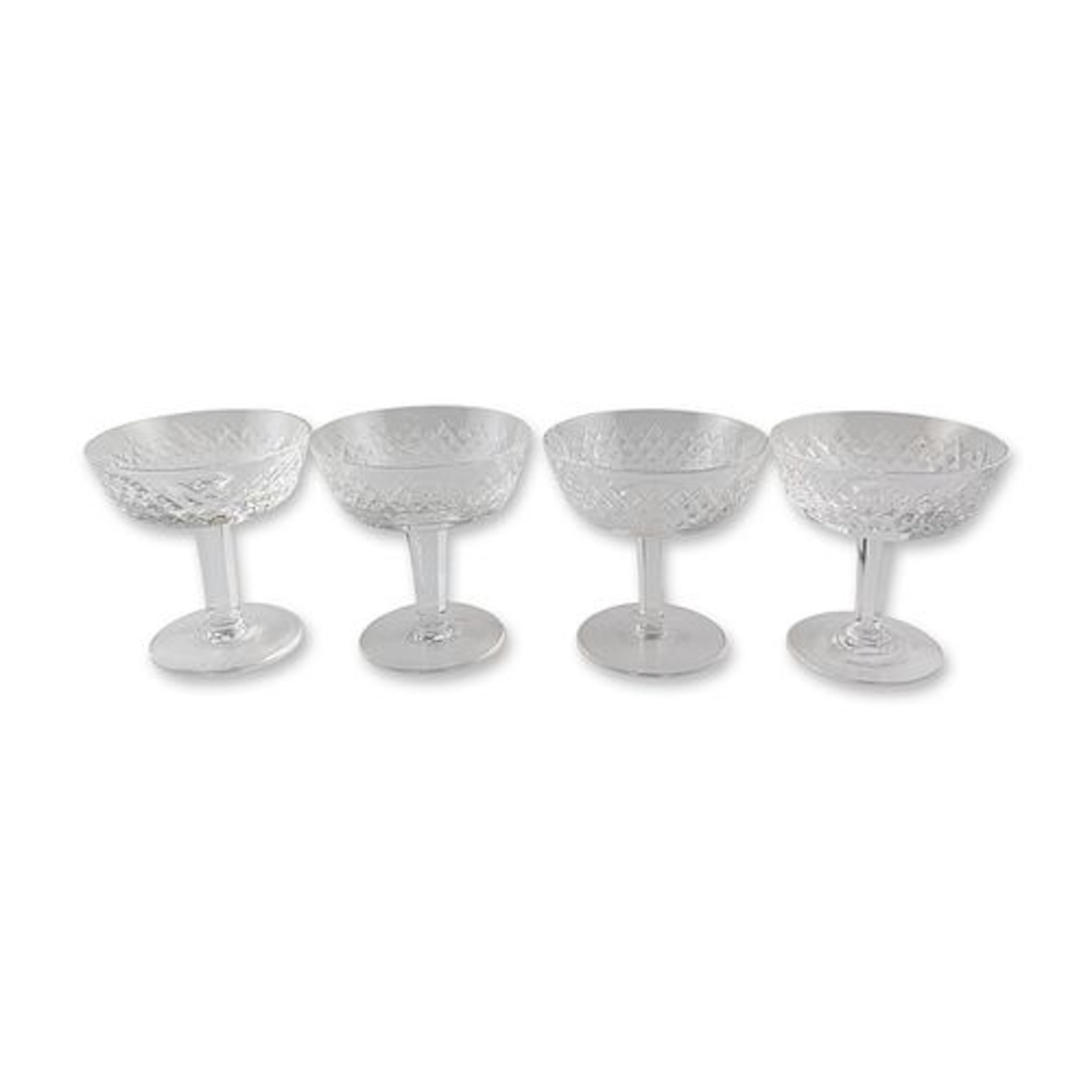 4pc Waterford Crystal Alana Pattern Champagne Coupes
