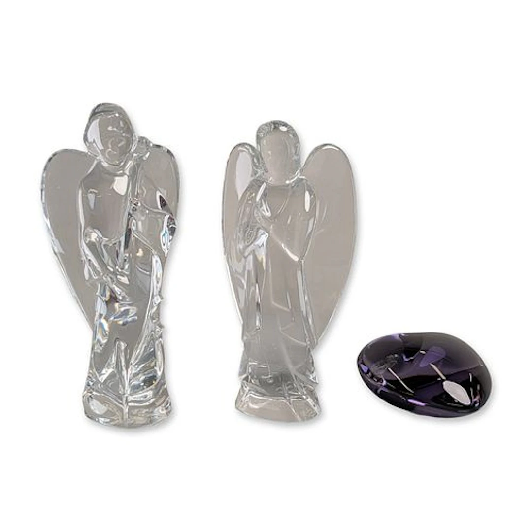 3pc Baccarat Crystal Angels and Heart