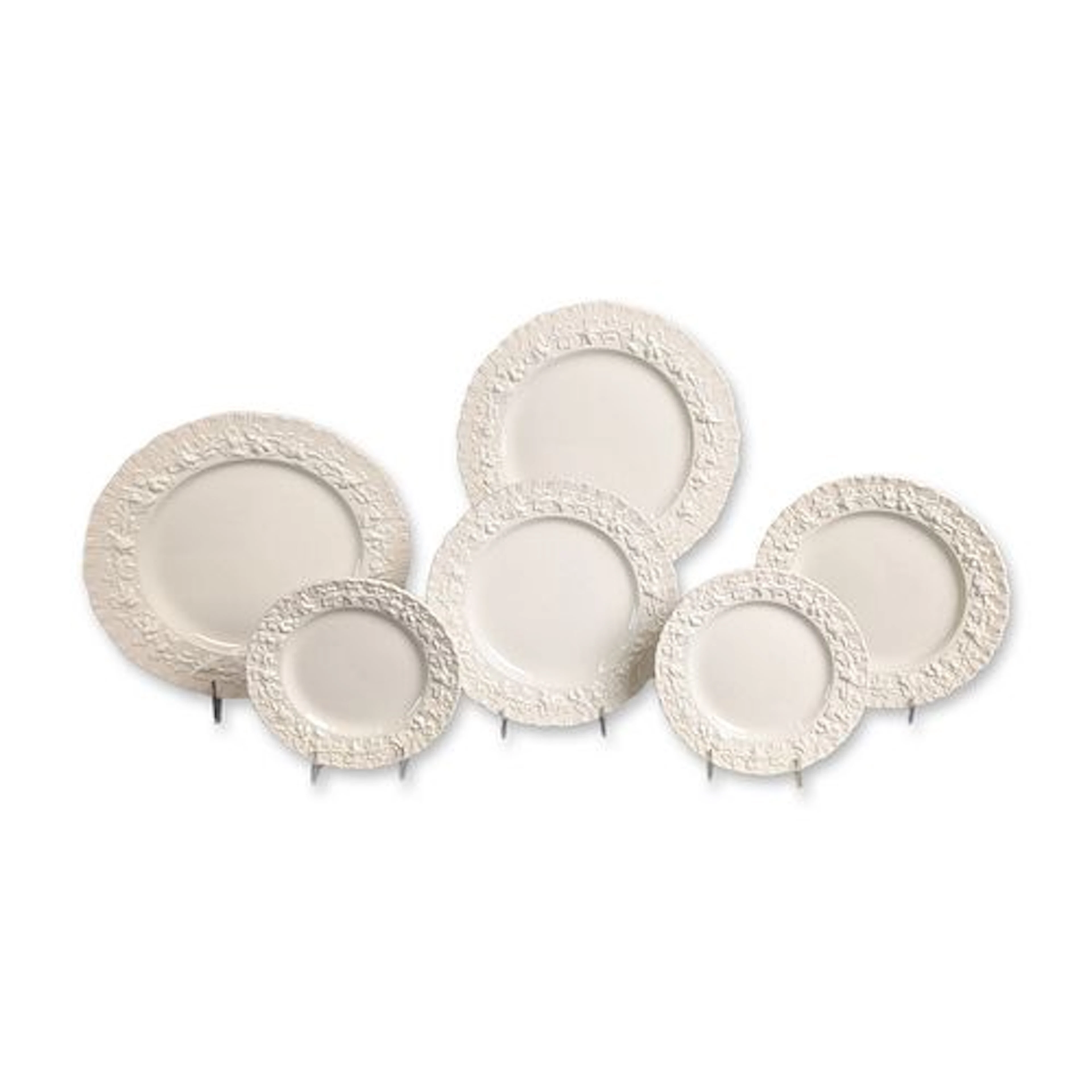 6pc Wedgwood of Etruria & Barlaston Embossed Queen's Ware Plate Set