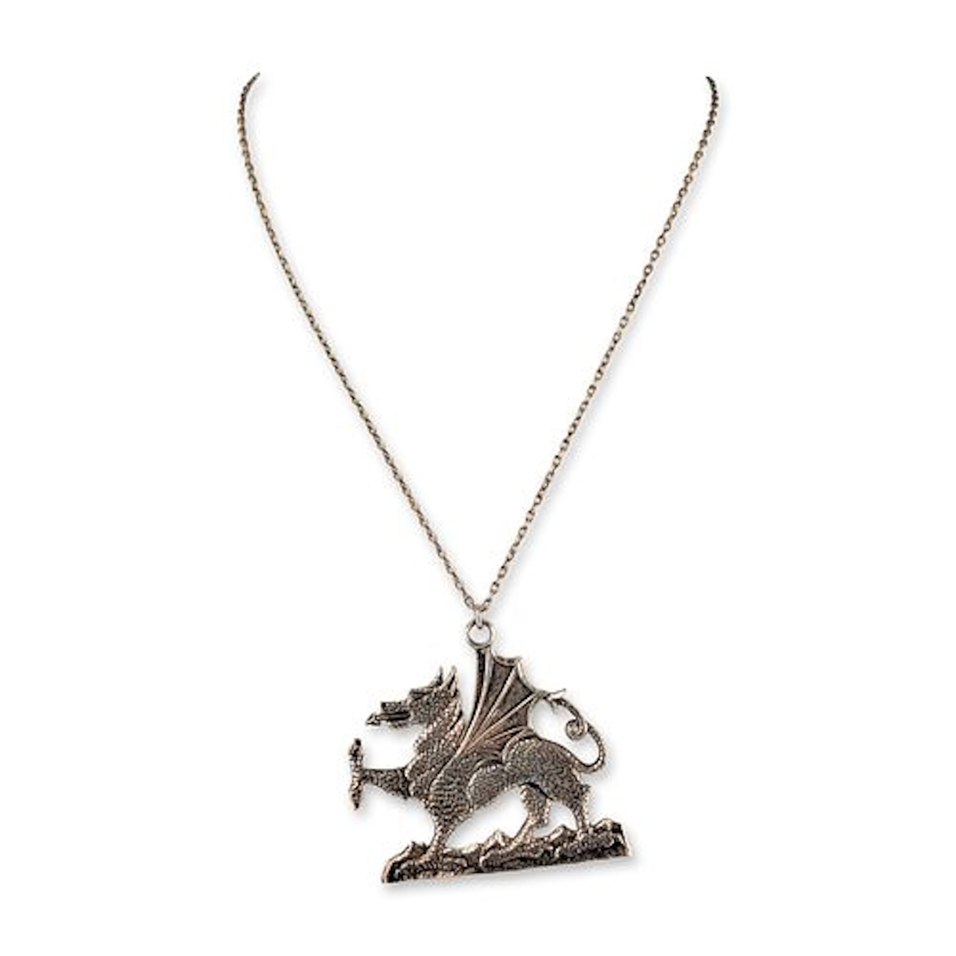 Sterling Silver Welsh Dragon Pendant Necklace