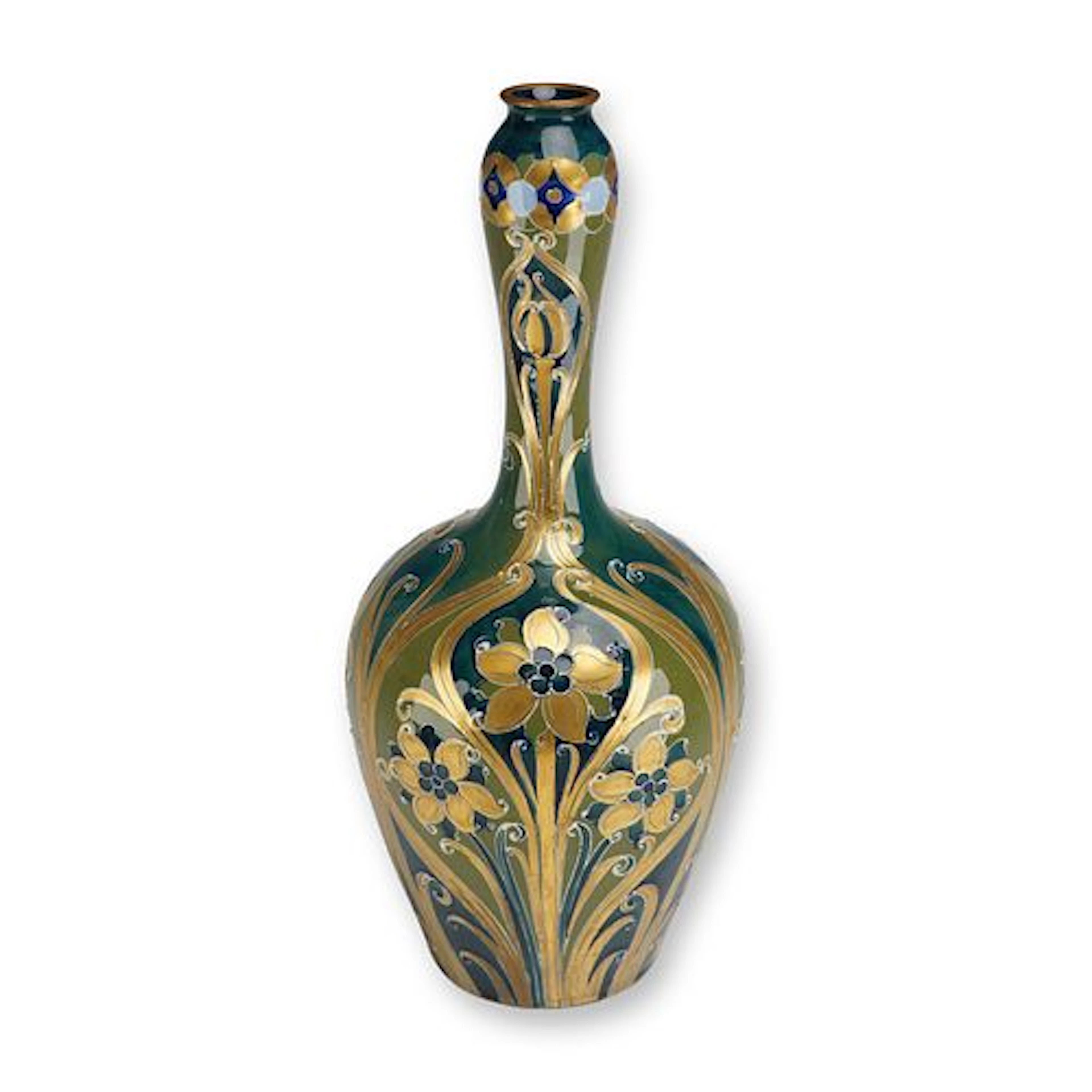 James Macintyre by William Moorcroft Green and Gold Florian Ware Vase