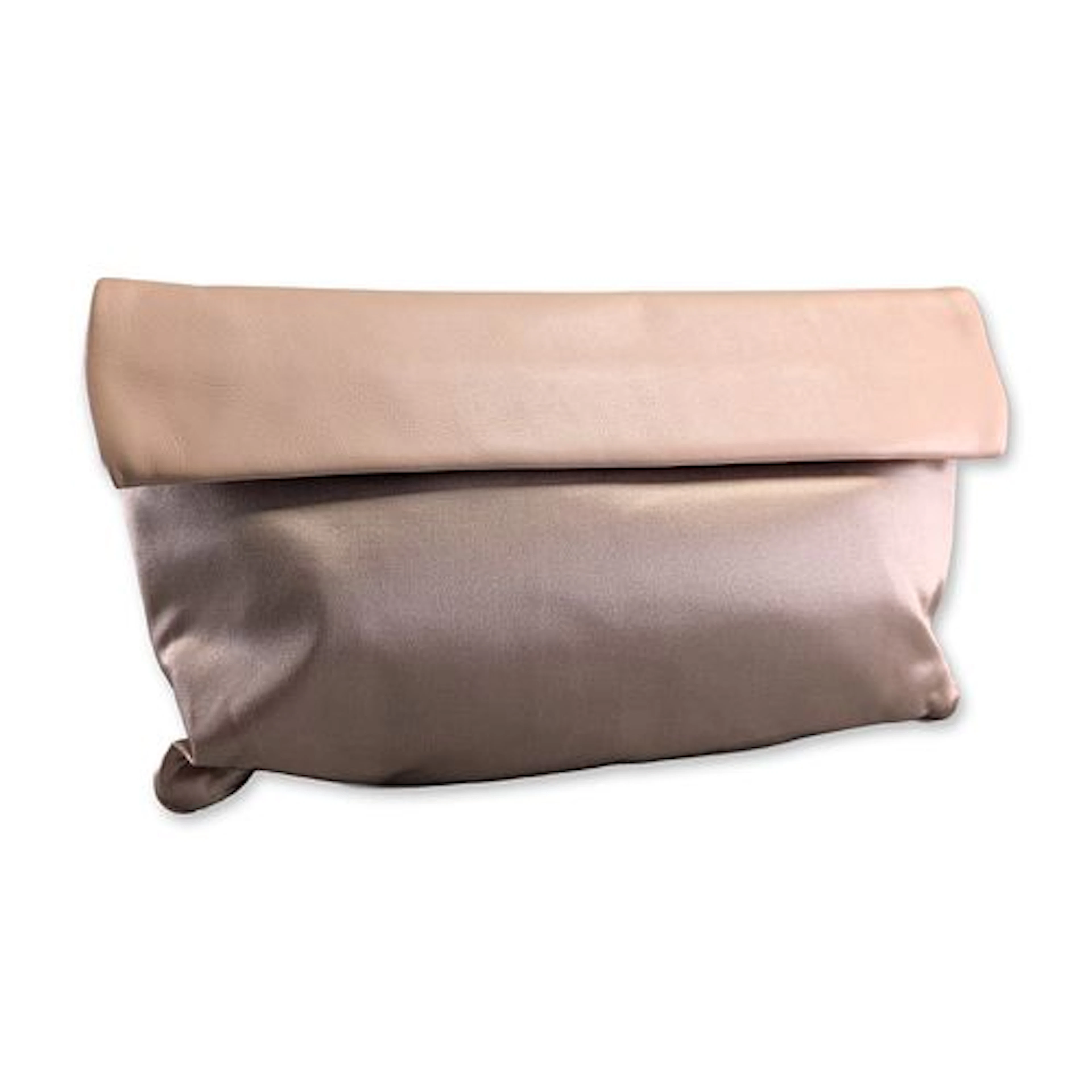 BCBGMAXAZRIA Nude Leather and Satin Clutch Bag