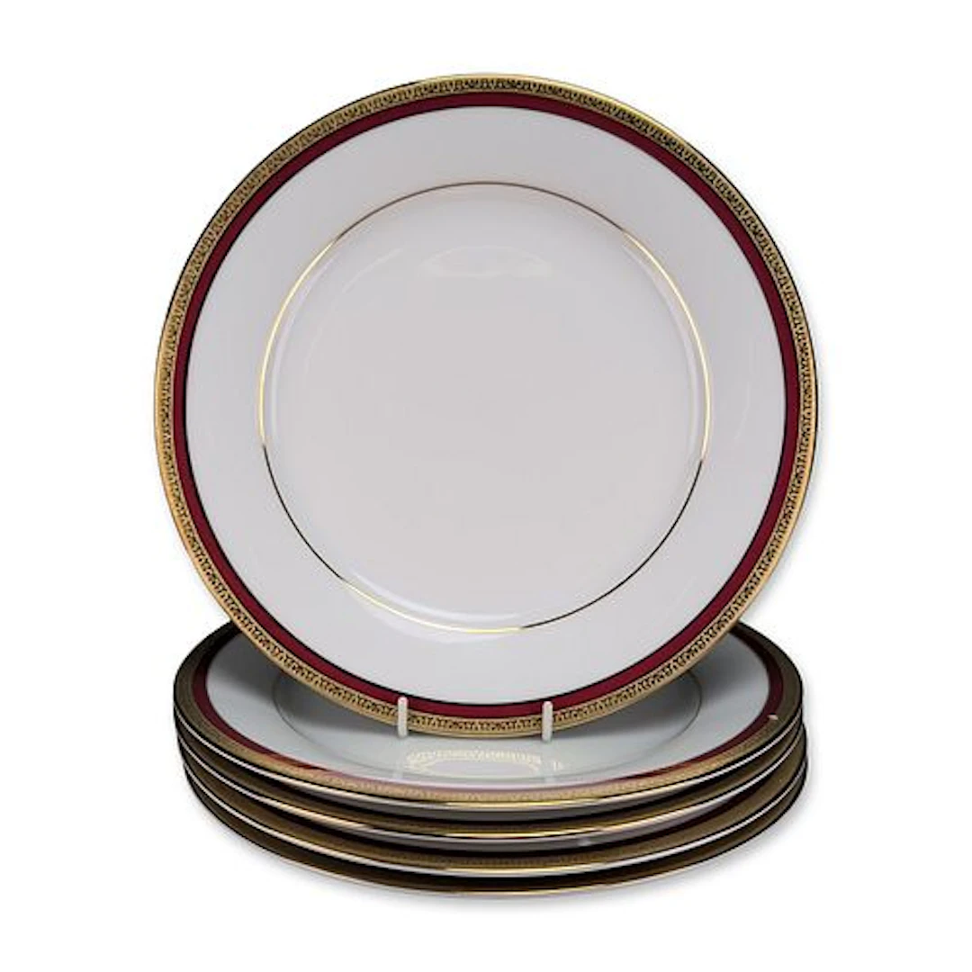 5pc Charter Club Home Fashion Buffet Gold Porcelain Dinner Plates