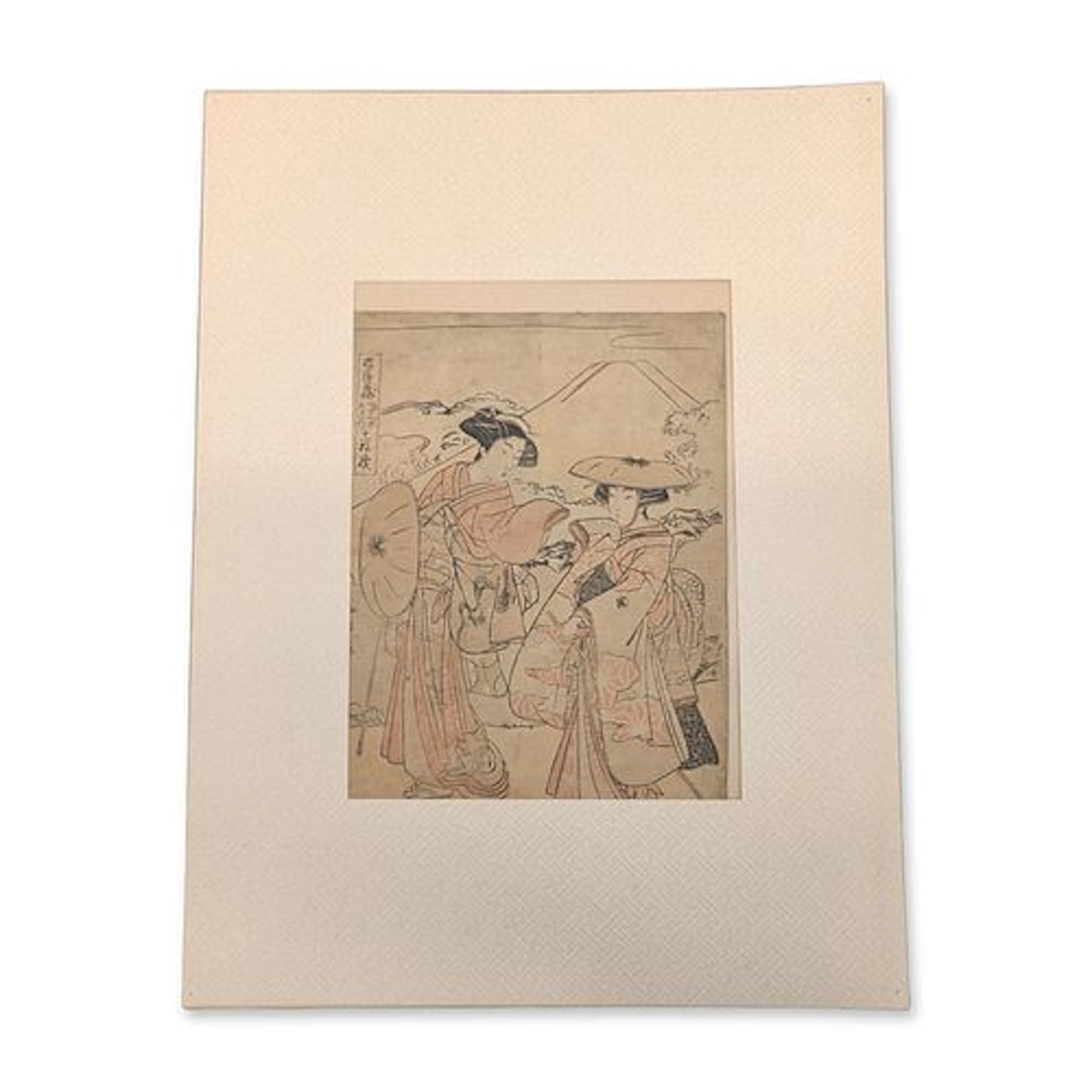 Katsukawa Shunsho (Japanese, 1726-1792), Woodcut on Paper, Michiyuki, Signed