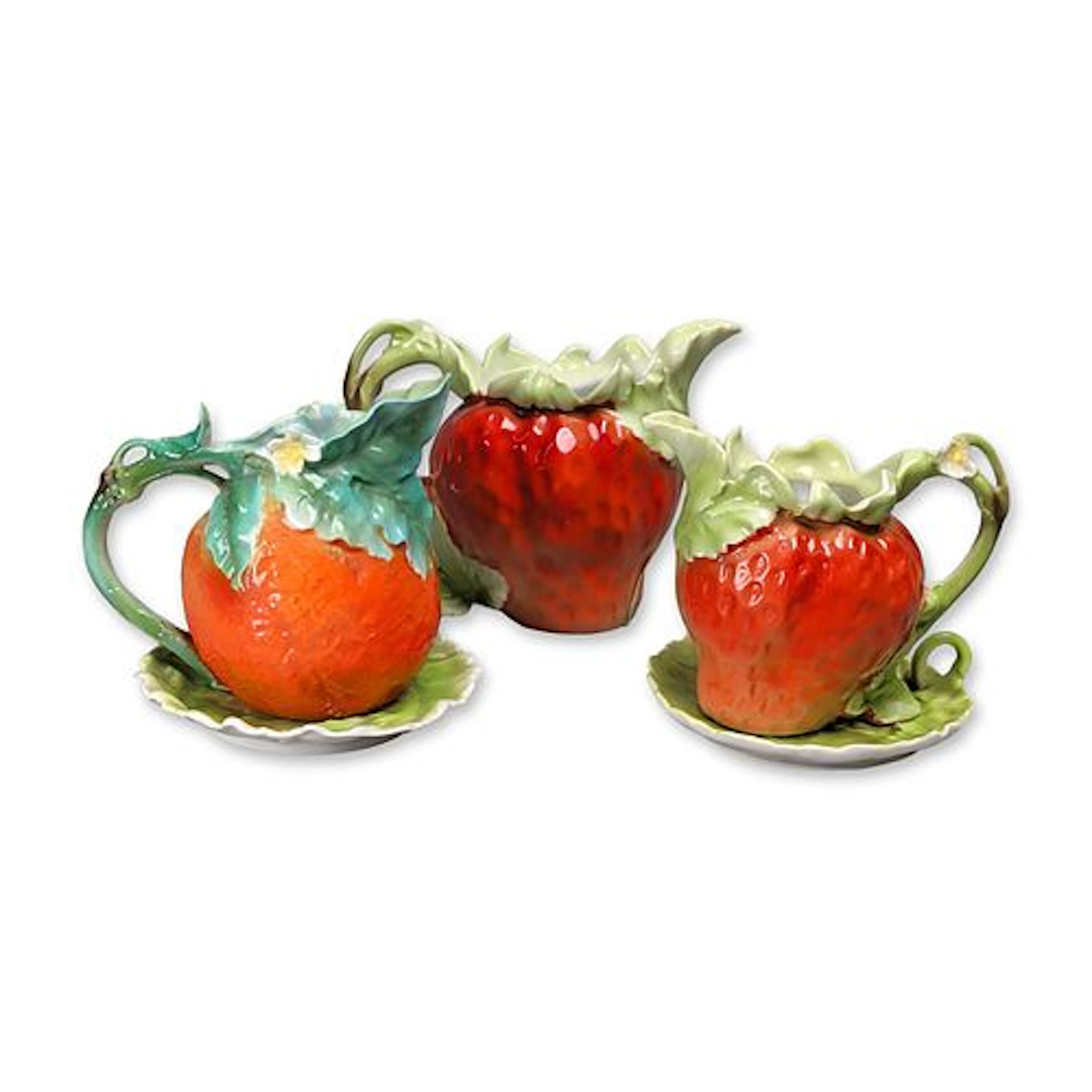 Royal Bayreuth Strawberry Porcelain Creamers and Saucers