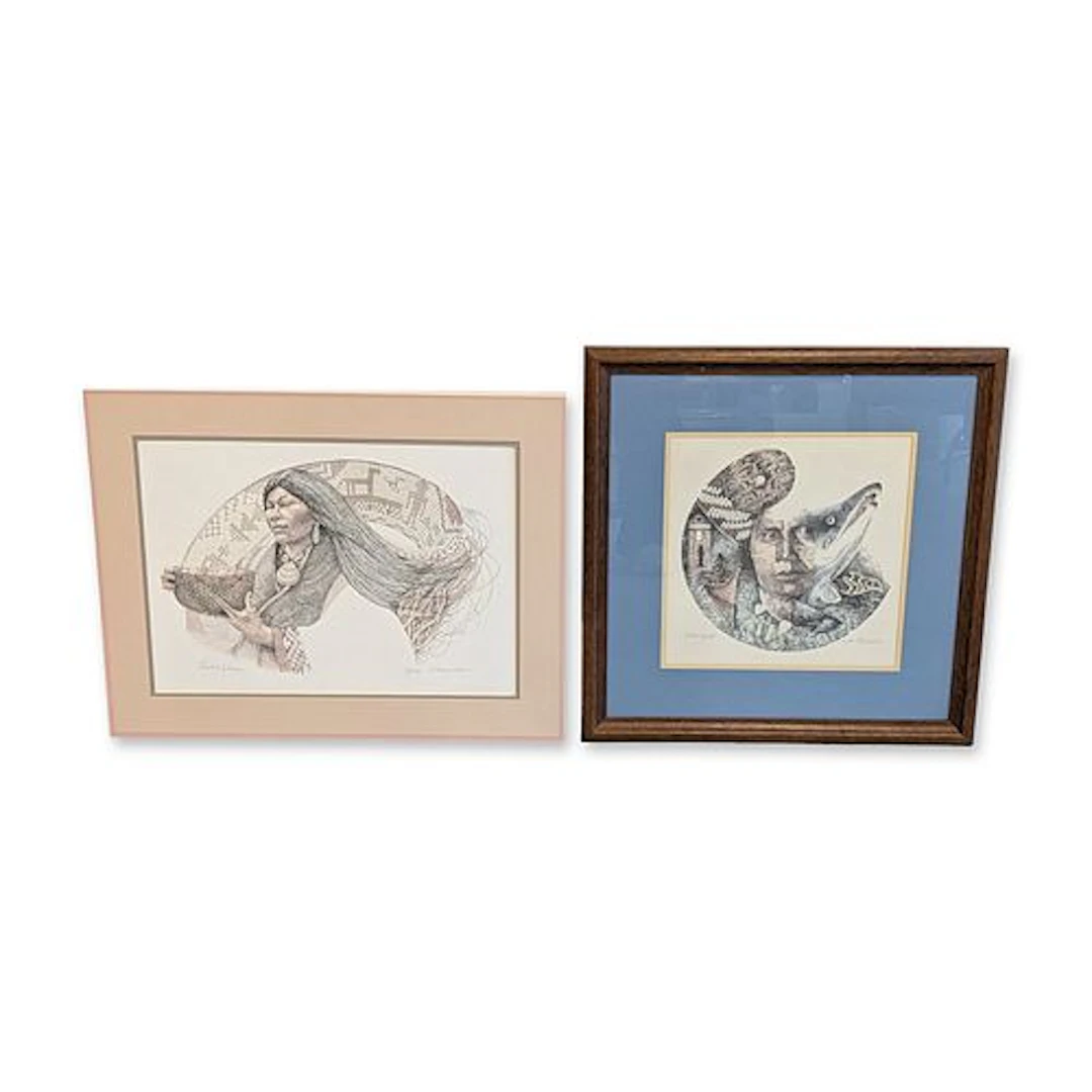 2pc Roger Fernandes (Native American b. 1952) Lithographs on Paper