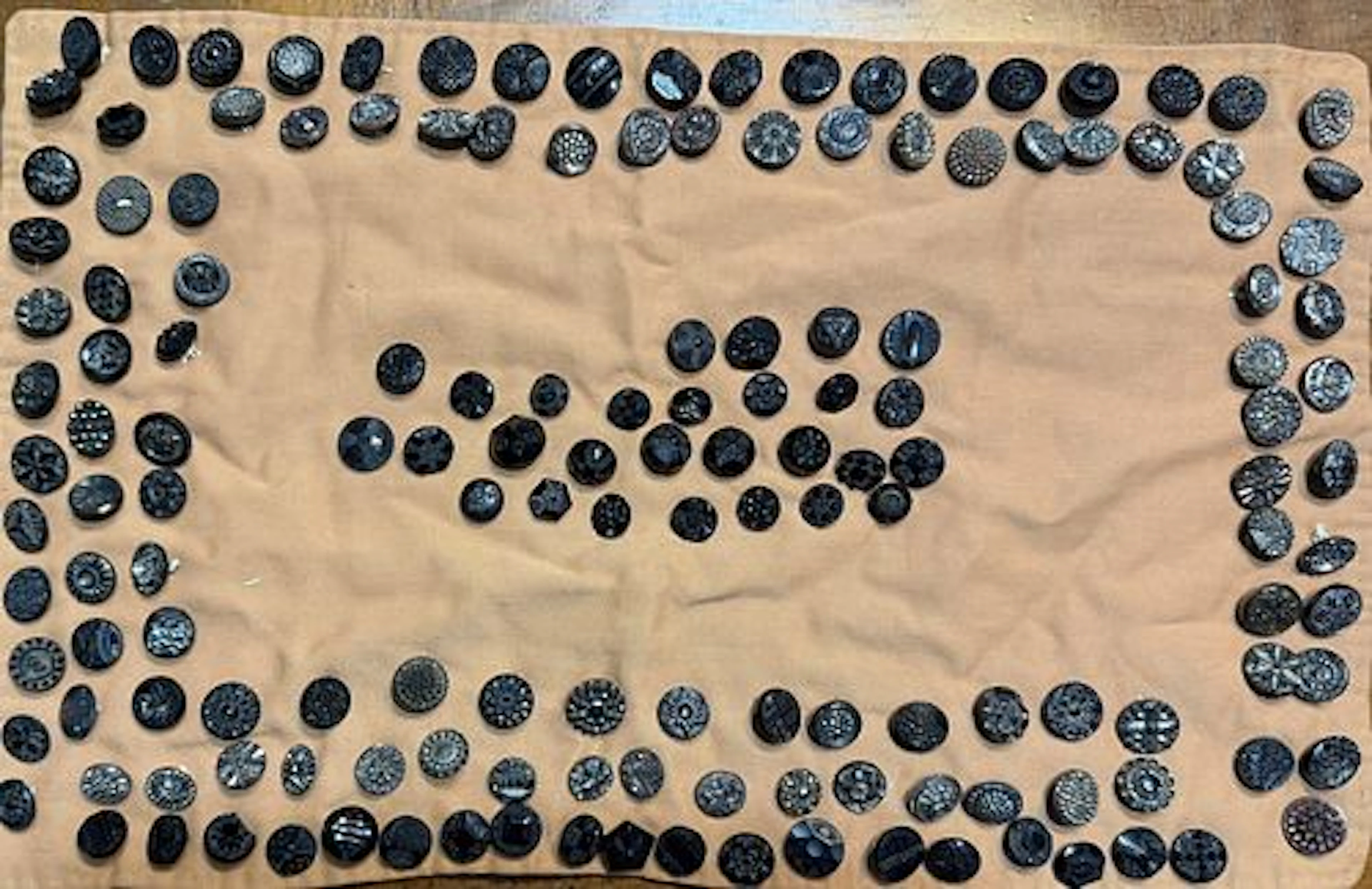 2 LARGE SELECTIONS OF DIVISION ONE BLACK GLASS BUTTONS