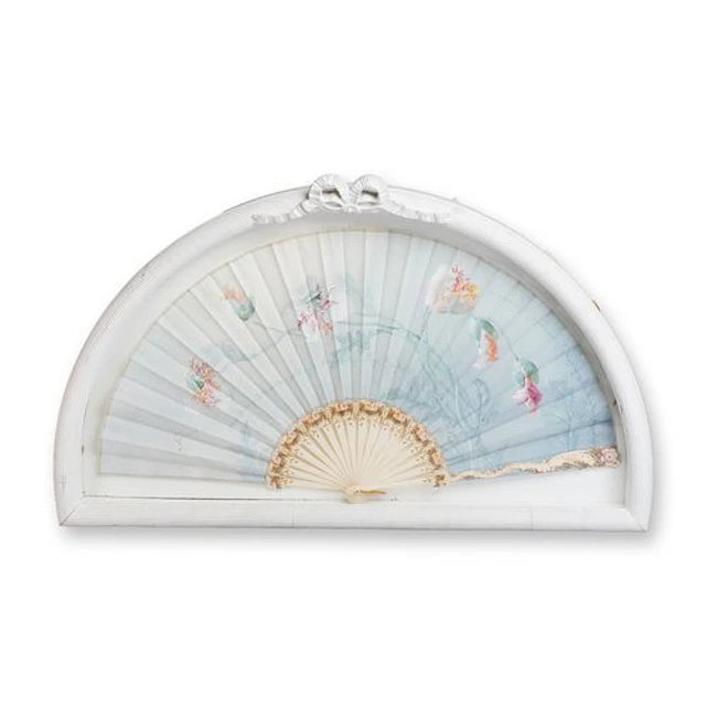 Antique Hand-painted Folding Hand Fan in Shadowbox