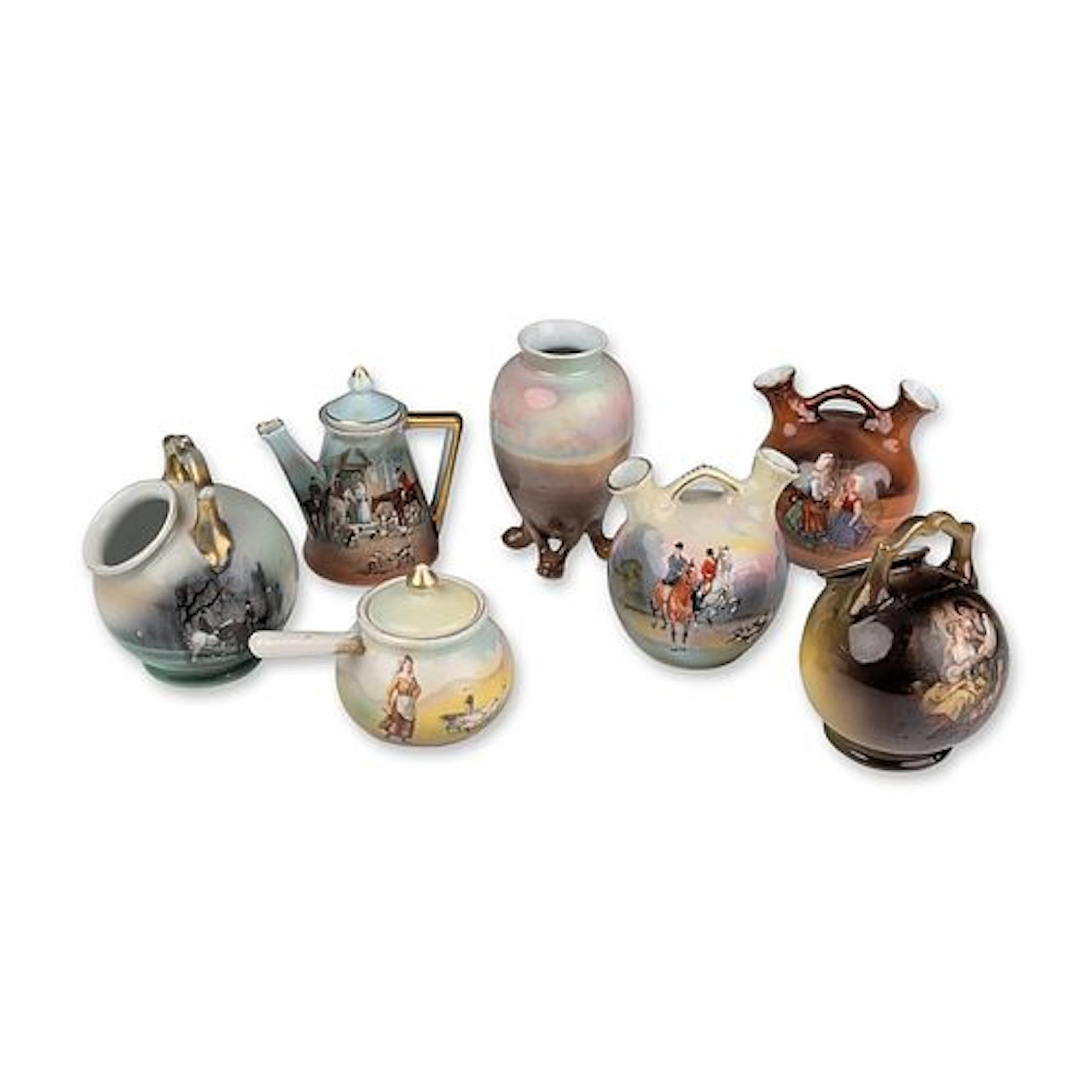 Royal Bayreuth Bavaria Miniature Porcelain Vessels Grouping