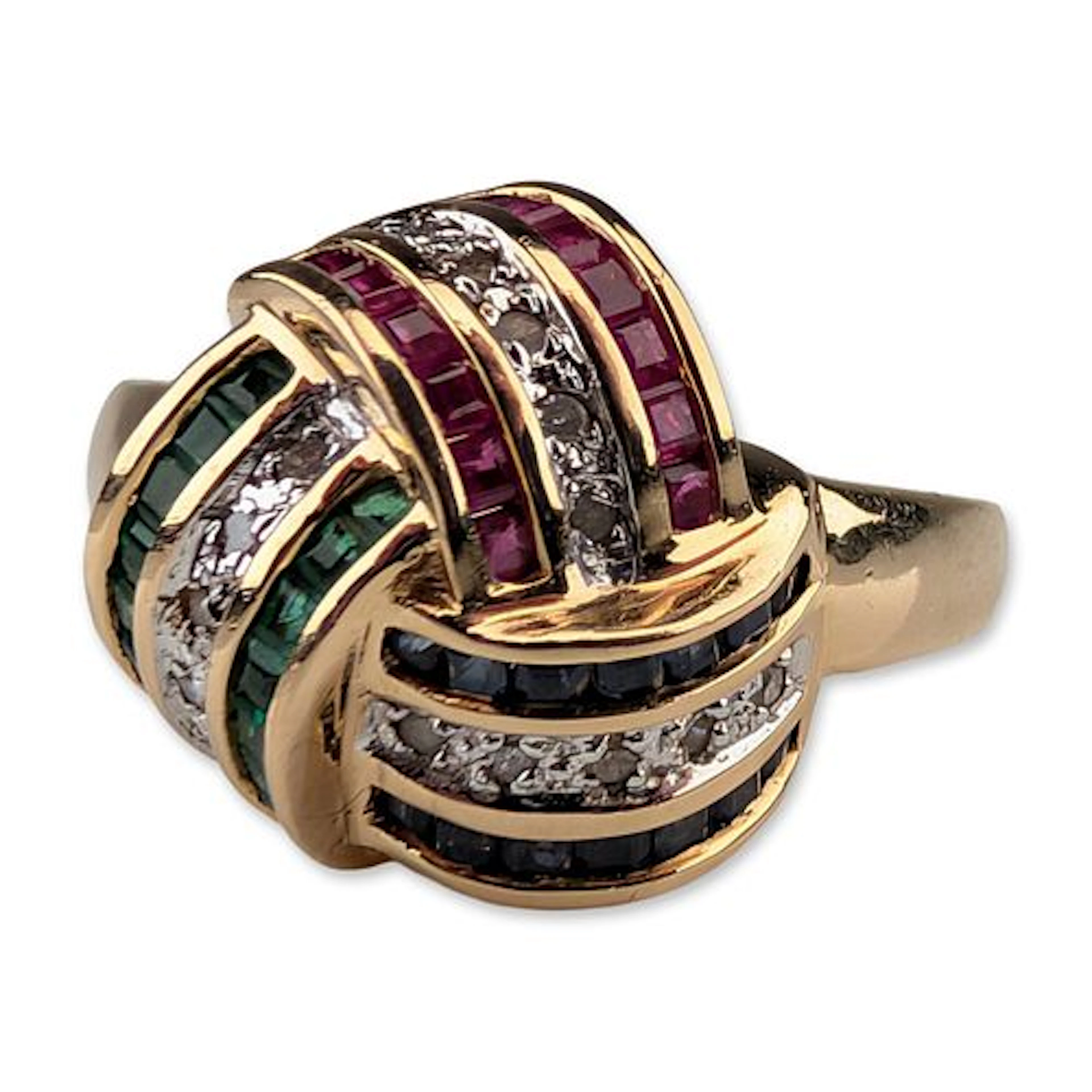 14K Yellow Gold Multi-Gemstone Knot Ring